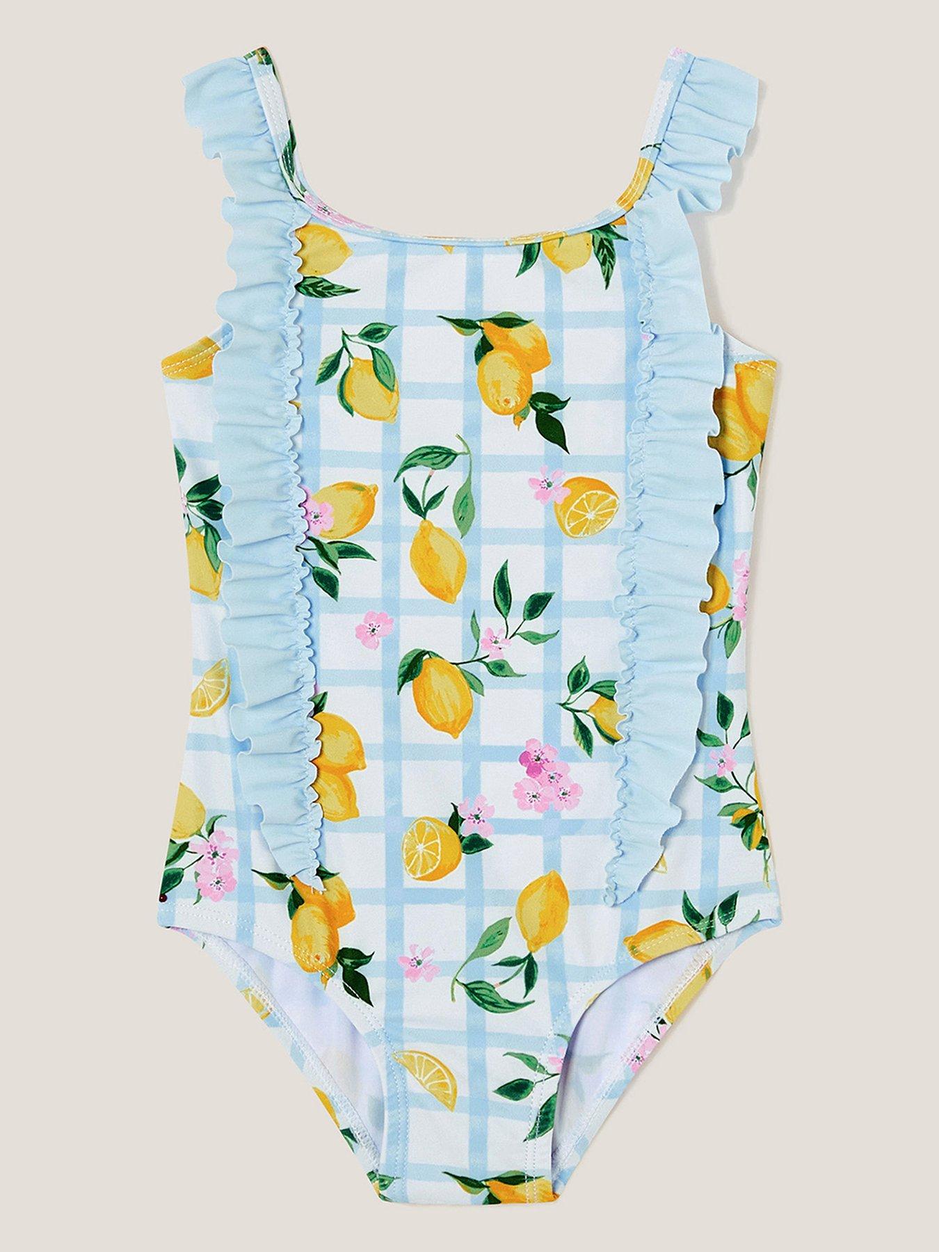 undefined Baby Girls Lemon Tile Print Swimsuit - Blue