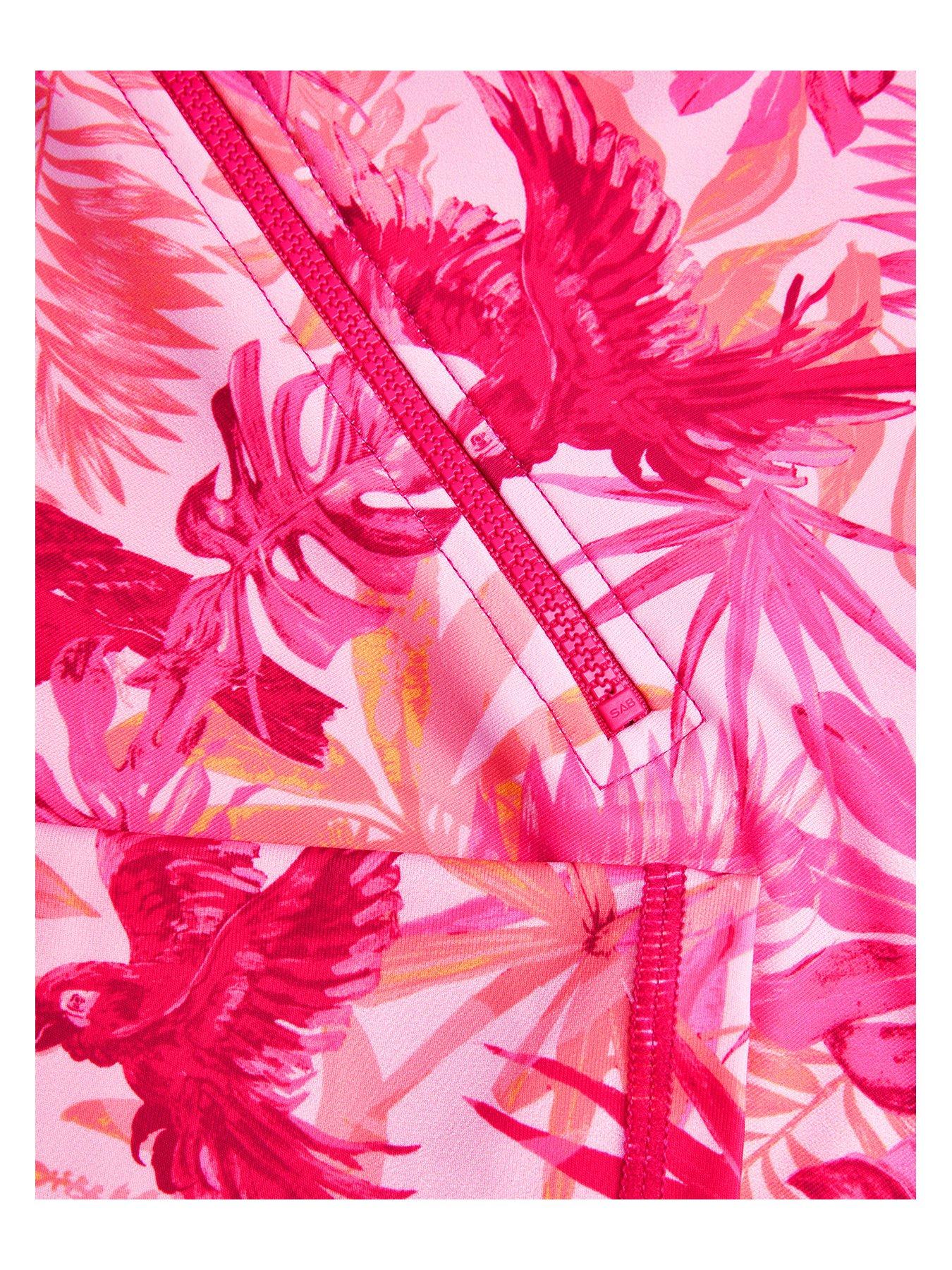  image of monsoon-girls-birds-of-paradise-upf50-long-sleeve-swimsuit-pink