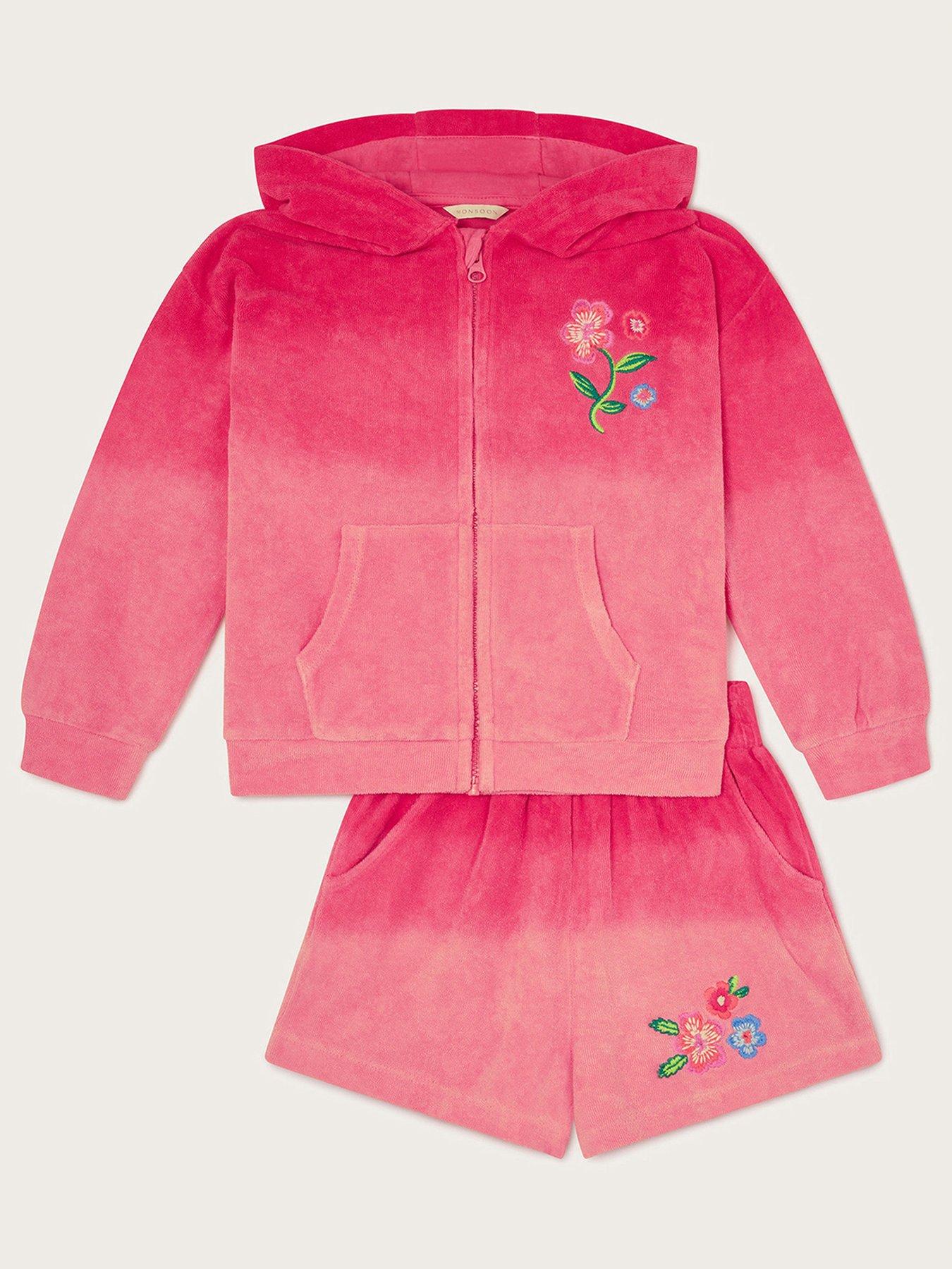 image of monsoon-girls-ombre-towelling-zip-through-set-pink