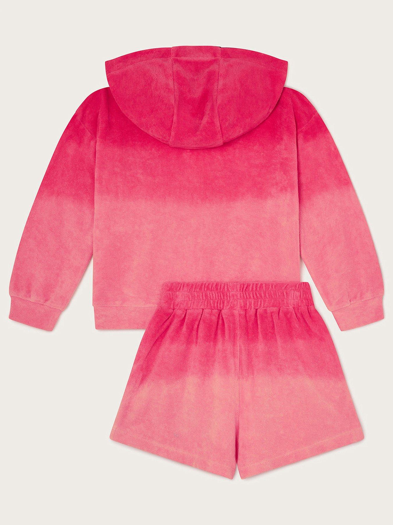  image of monsoon-girls-ombre-towelling-zip-through-set-pink