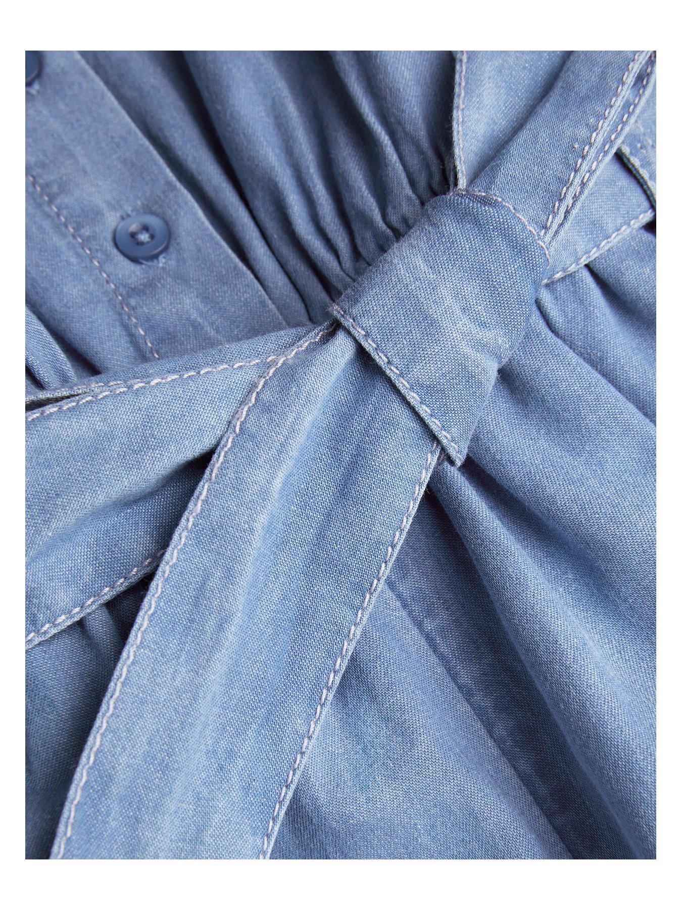  image of monsoon-girls-embroidered-chambray-short-sleeve-playsuit-blue
