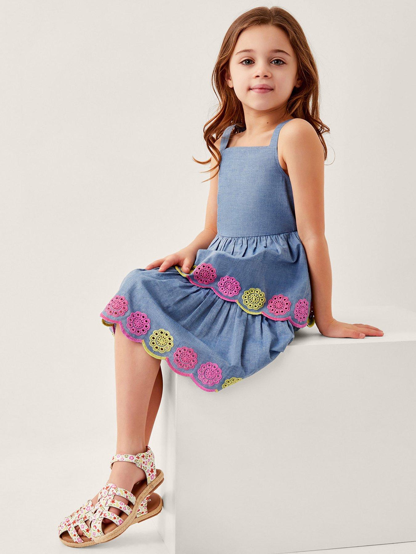  image of monsoon-girls-colourful-broderie-tiered-dress-blue