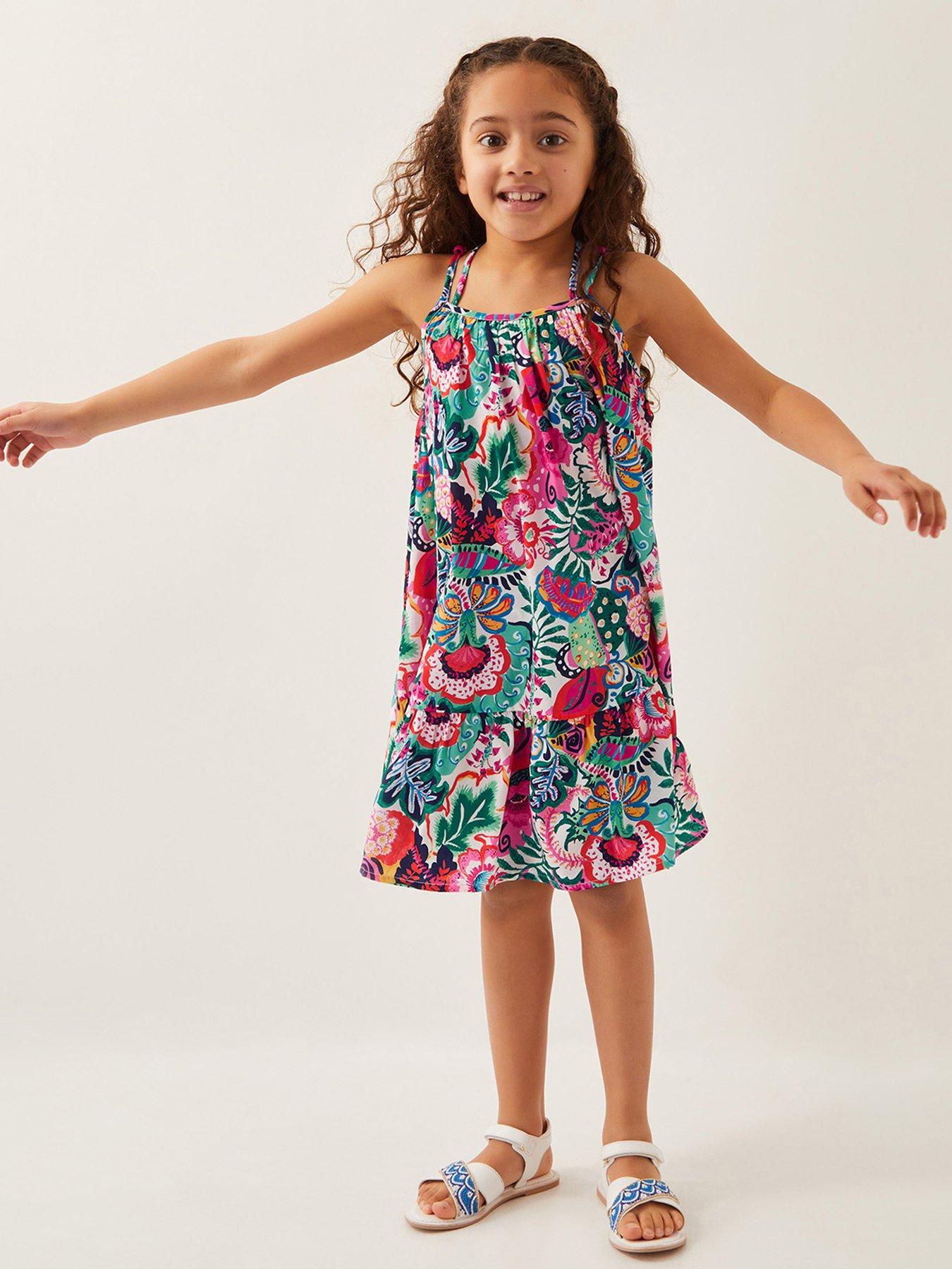 undefined Girls Tropical Floral Swing Dress - Green