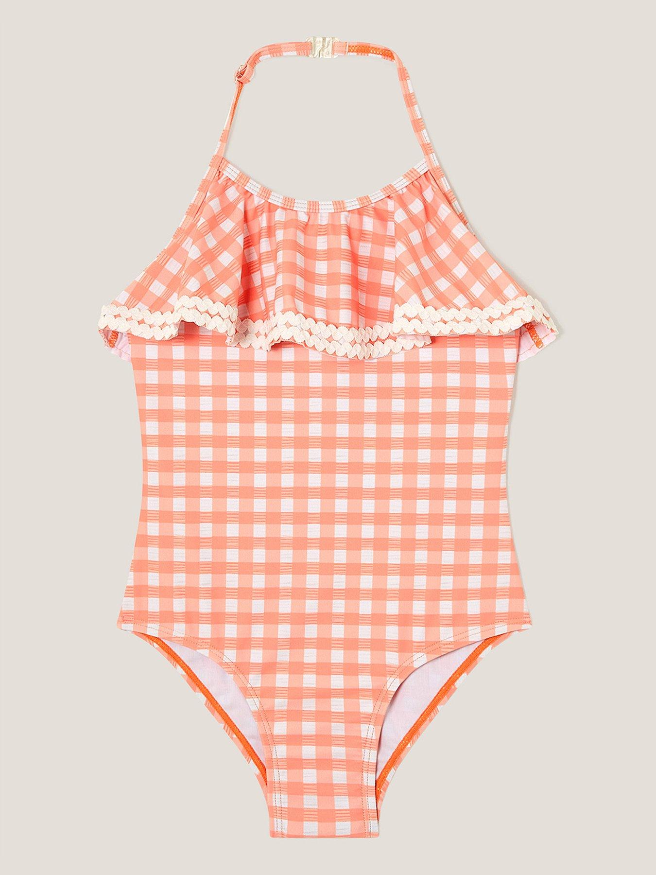 monsoon-girls-gingham-ruffle-swimsuit-orange