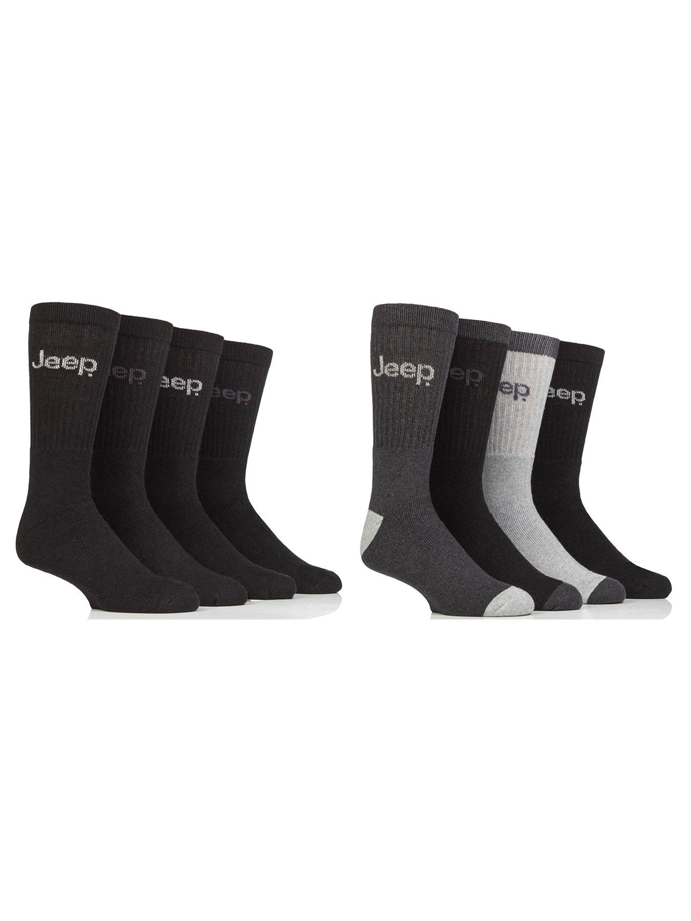  image of sockshop-jeep-plain-cotton-boot-crew-socks-8-pack