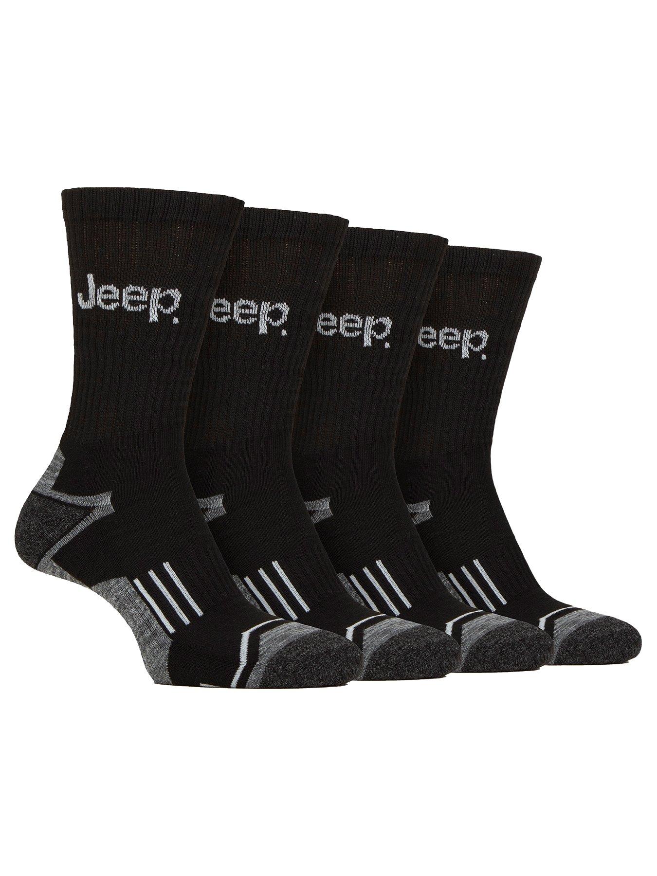  image of sockshop-jeep-tech-performance-crew-sports-socks-4-pack-black