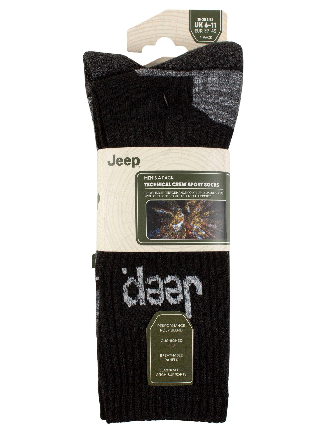  image of sockshop-jeep-tech-performance-crew-sports-socks-4-pack-black