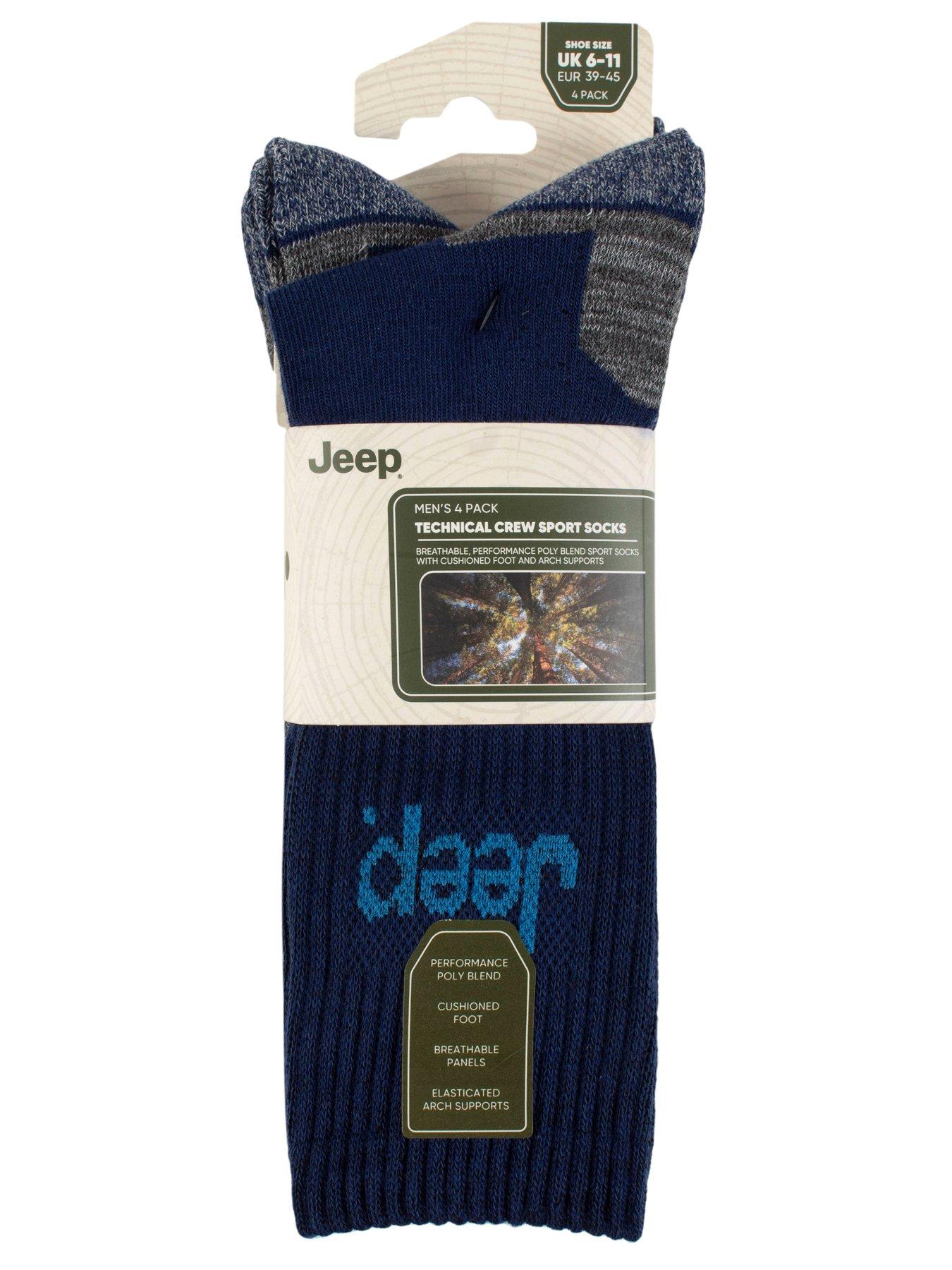  image of sockshop-jeep-tech-performance-crew-sports-socks-4-pack-navy