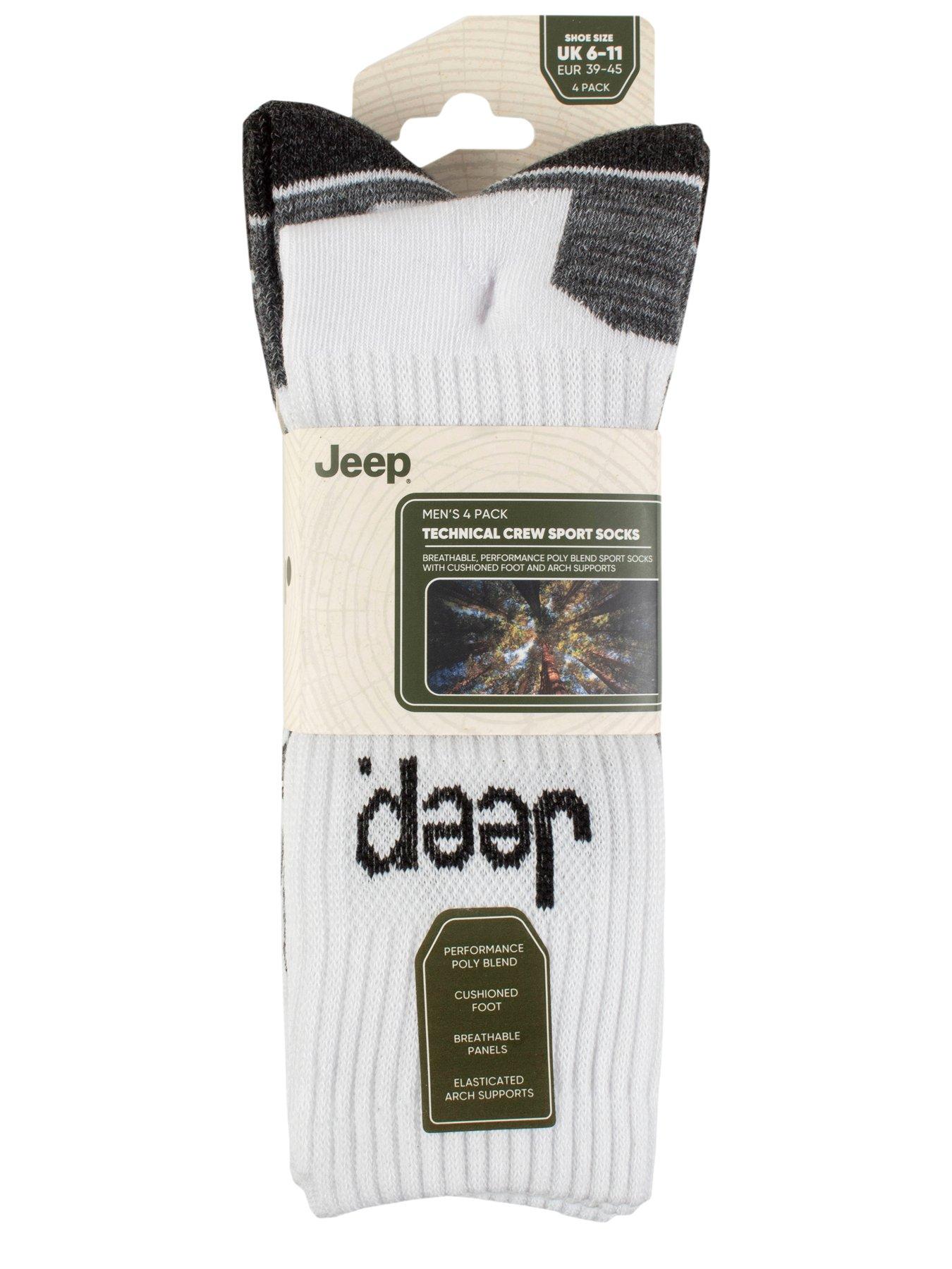 Image 2 of 2 of Jeep Tech Performance Crew Sports Socks 4 Pack - White