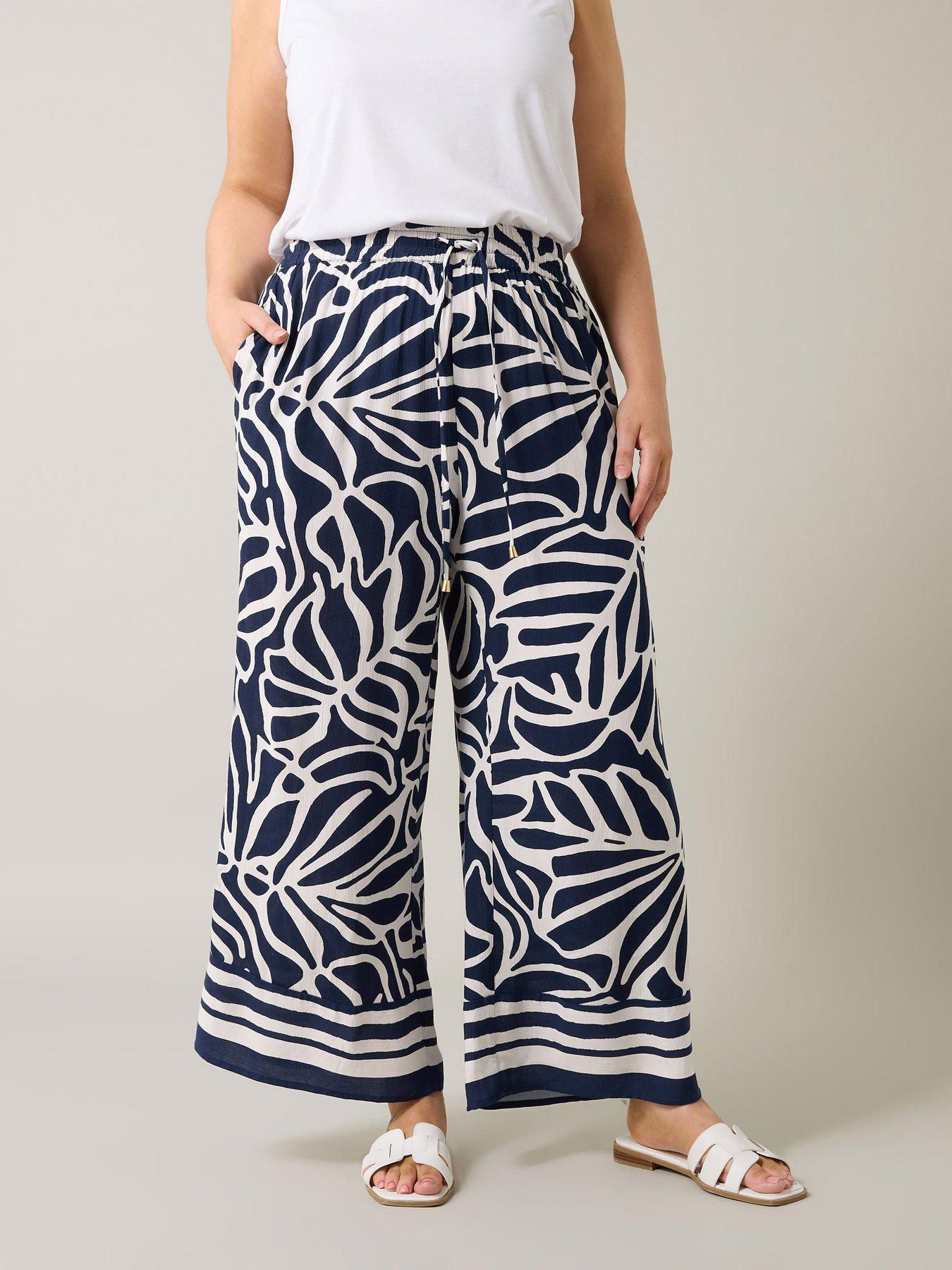 undefined Border Print Trouser - Blue