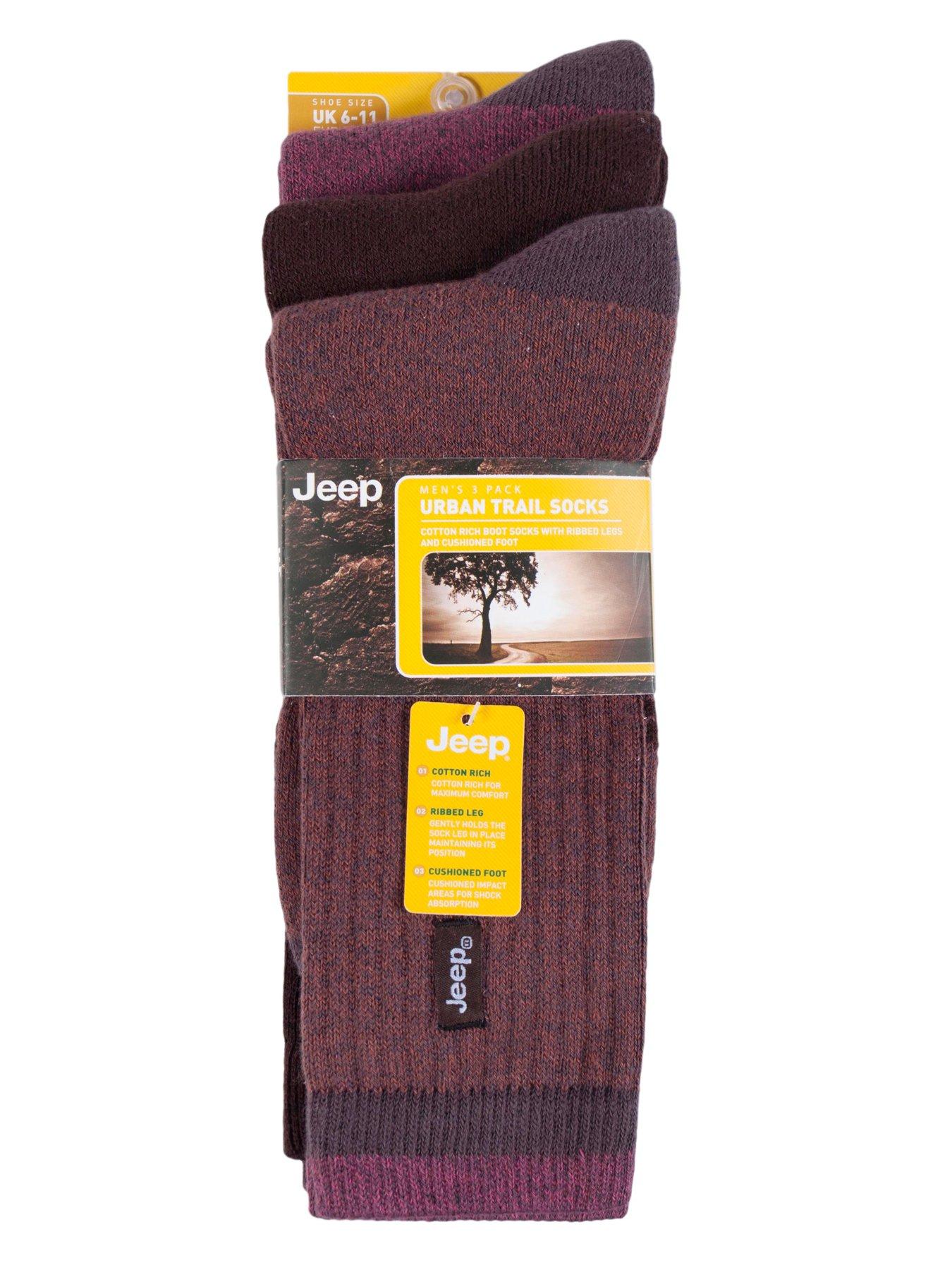 Image 2 of 2 of Jeep Terrain Leisure Crew Socks 3 Pack - Brown