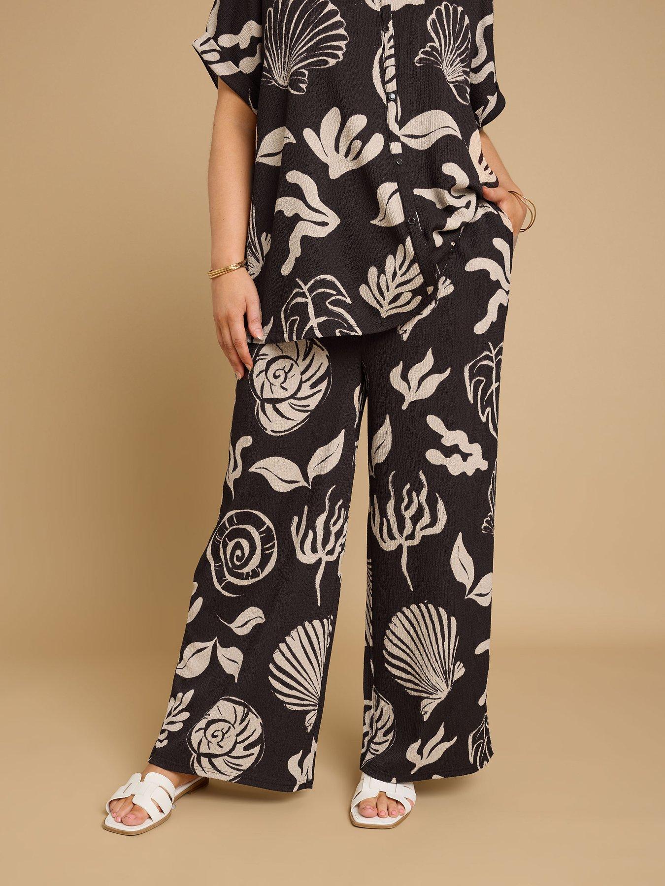  image of yours-curve-textured-wide-leg-trouser