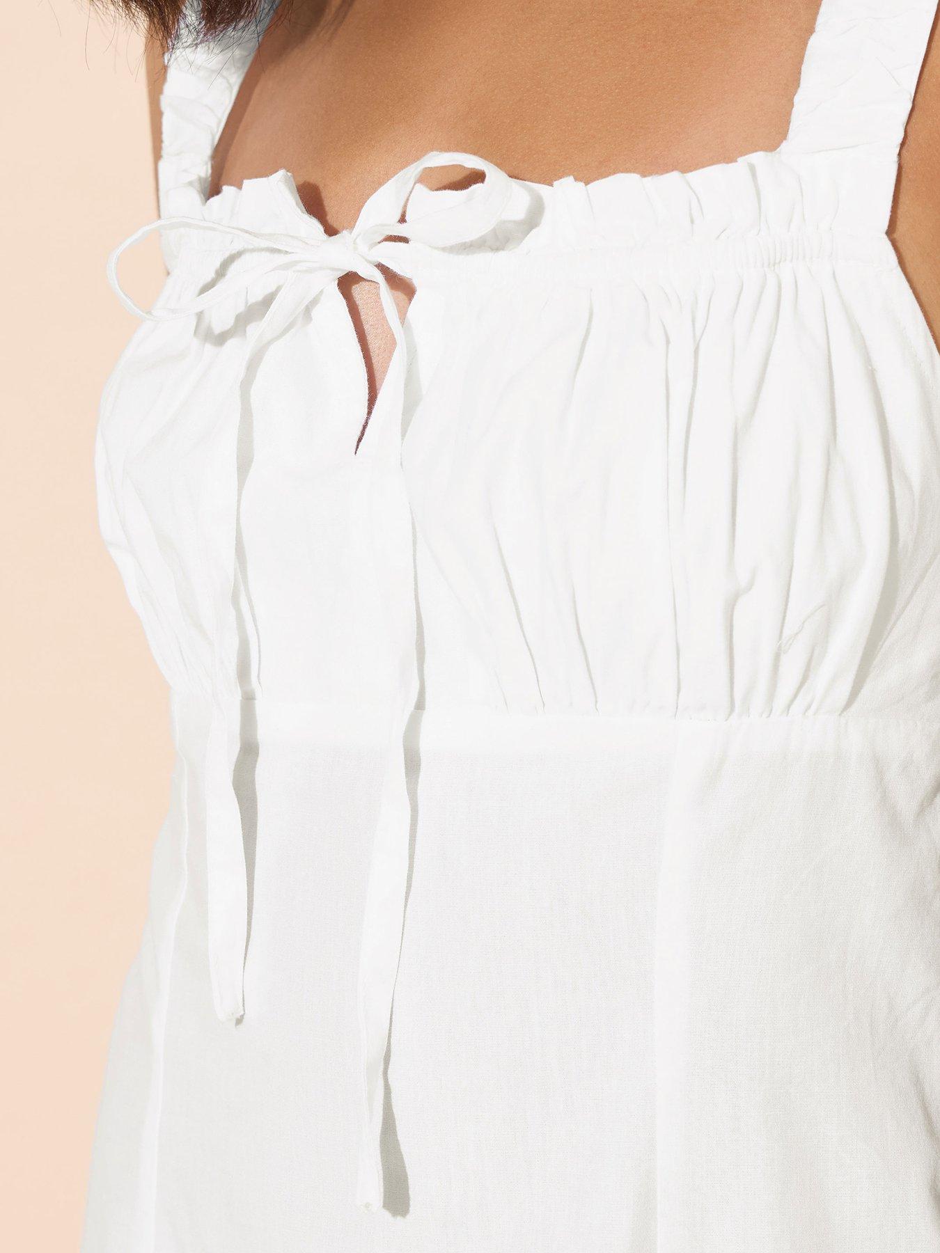 image of pixiegirl-tie-front-ruched-mini-dress-white