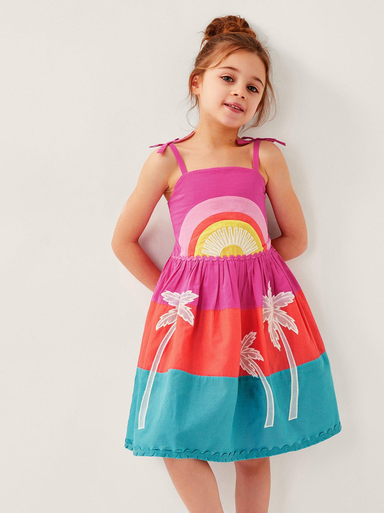undefined Girls Sunset Applique Cotton Dress - Multi
