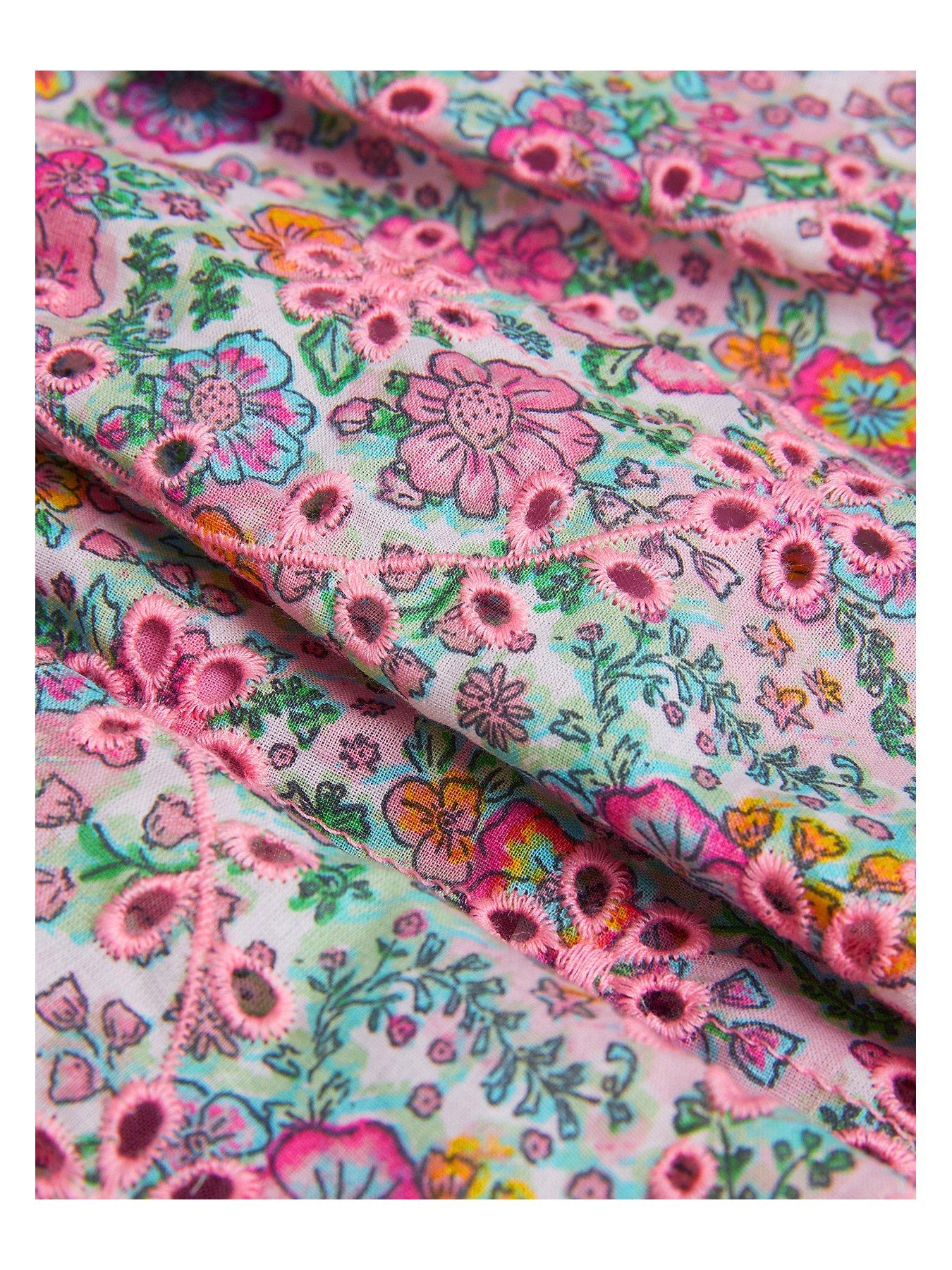  image of monsoon-girls-broderie-floral-print-skort-pink