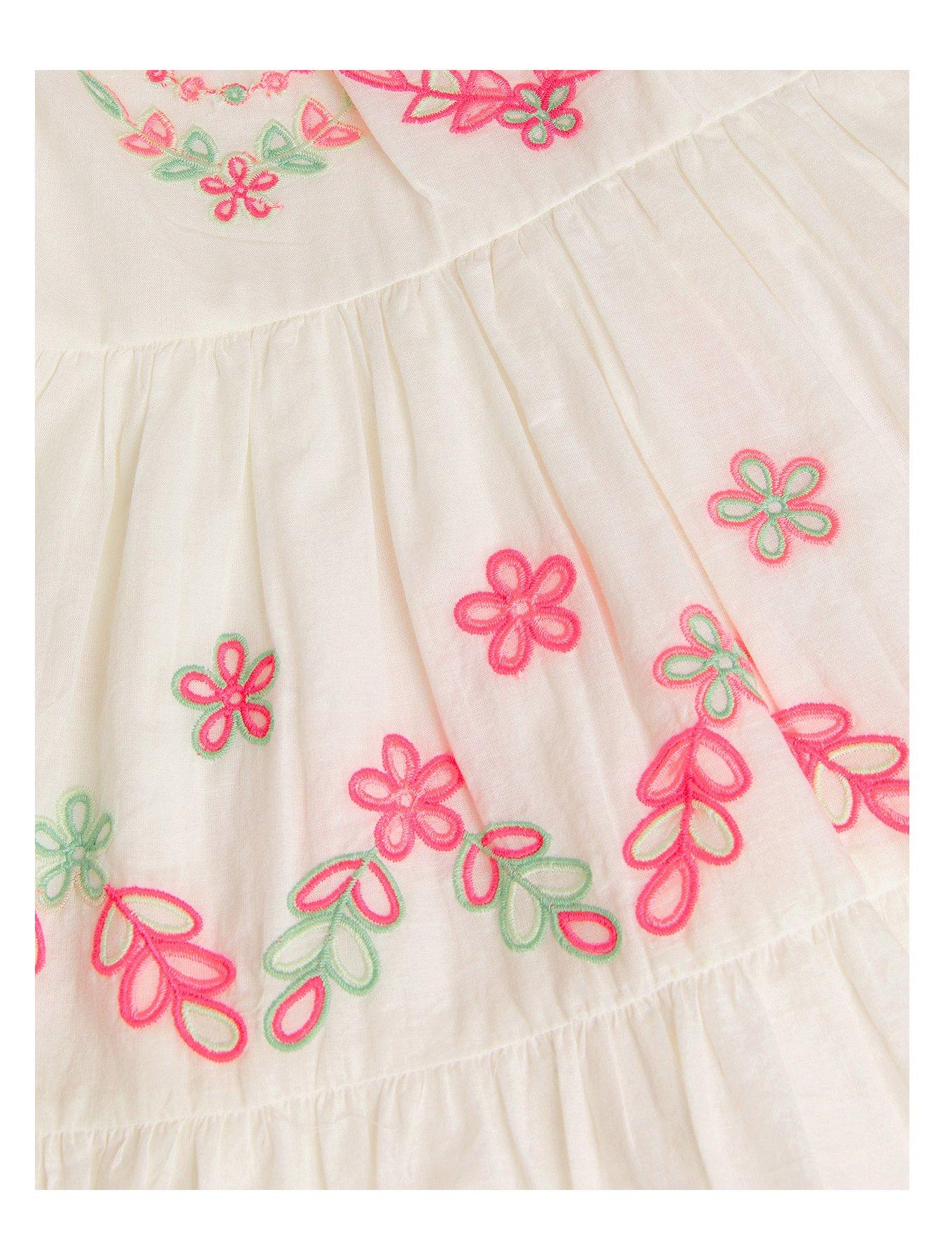  image of monsoon-girls-colourful-broderie-short-sleeve-dress-multi
