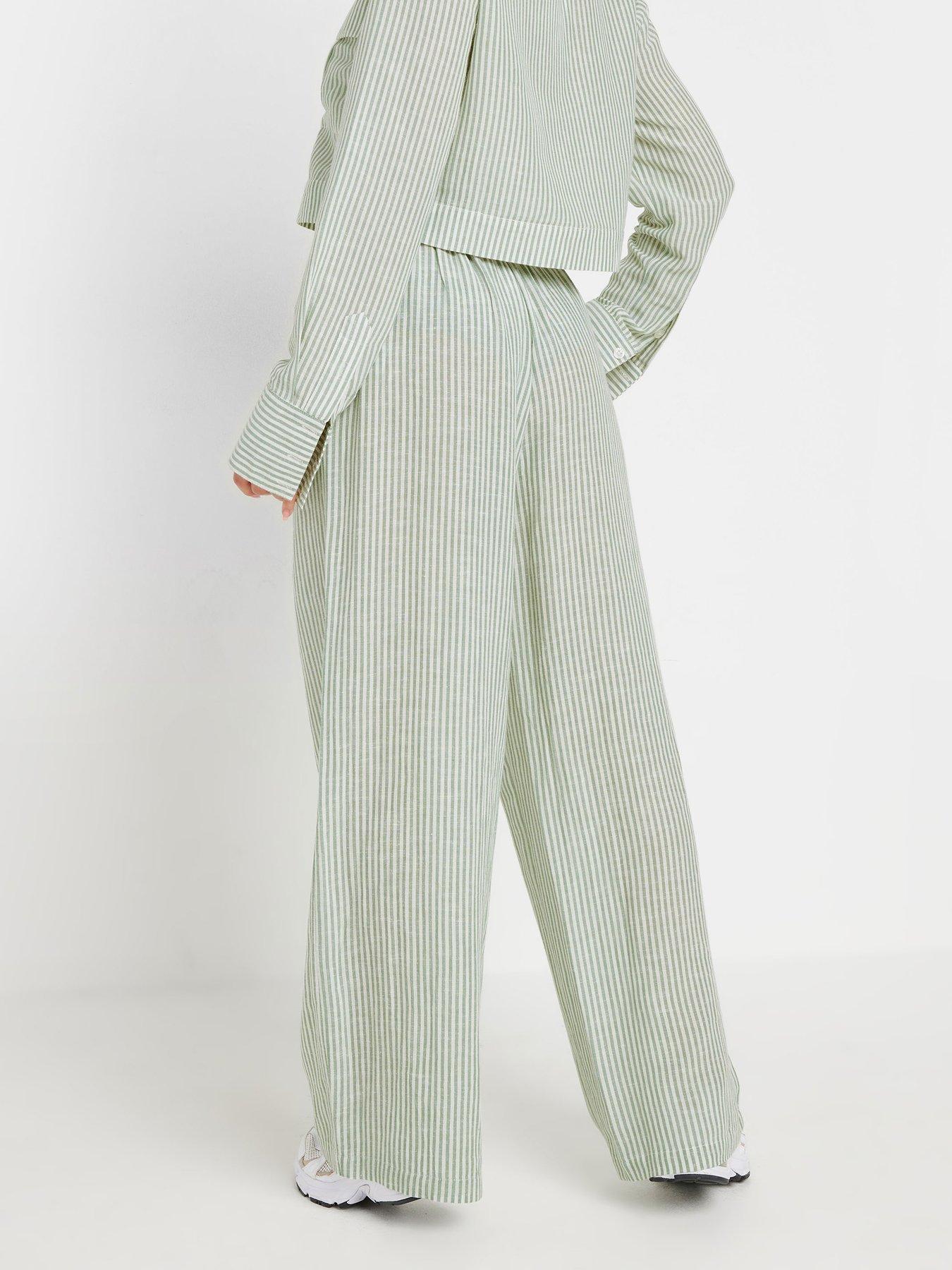 Image 2 of 4 of PixieGirl Stripe Wide Leg Trouser - Green