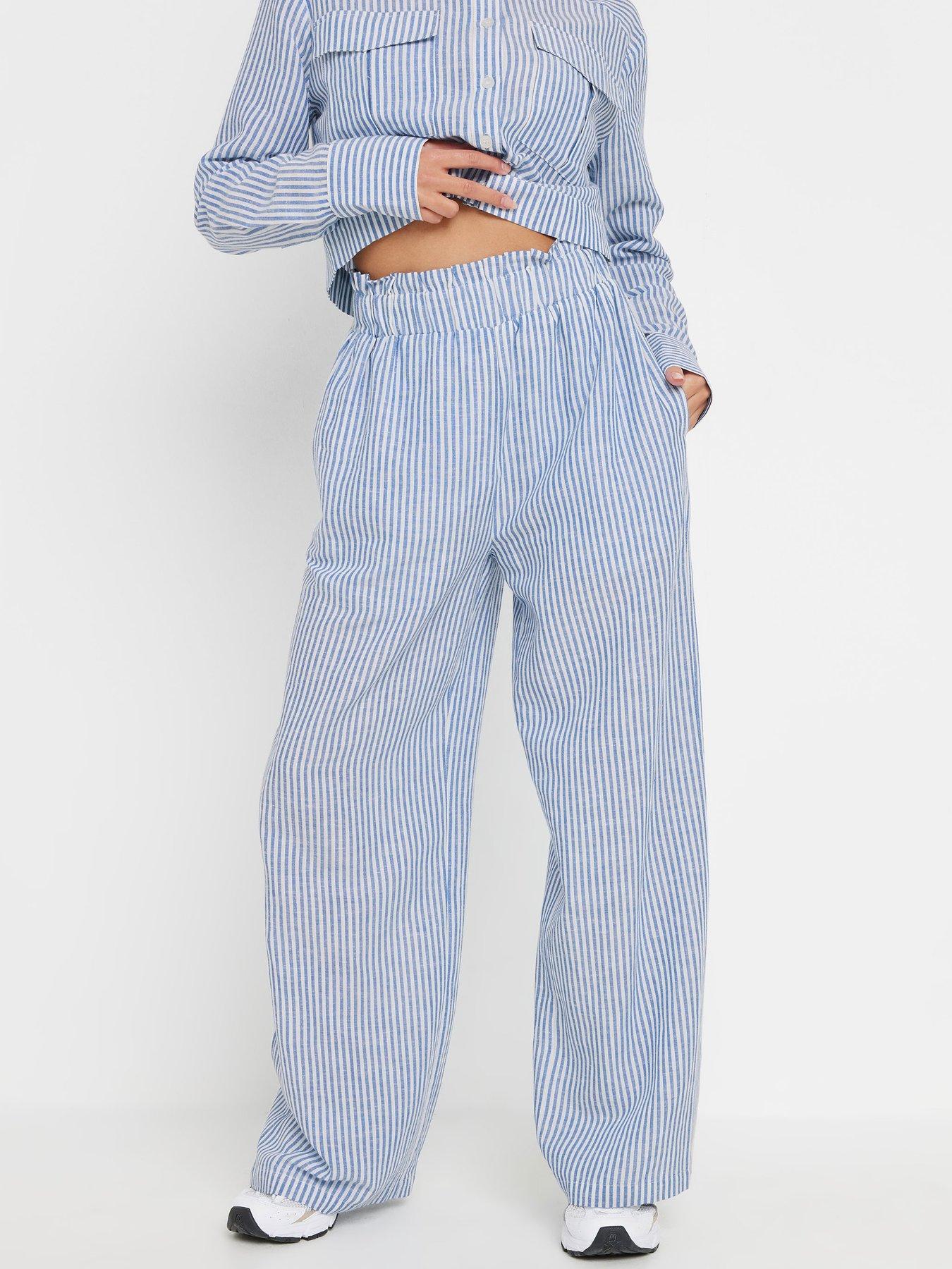  image of pixiegirl-stripe-wide-leg-trouser-blue
