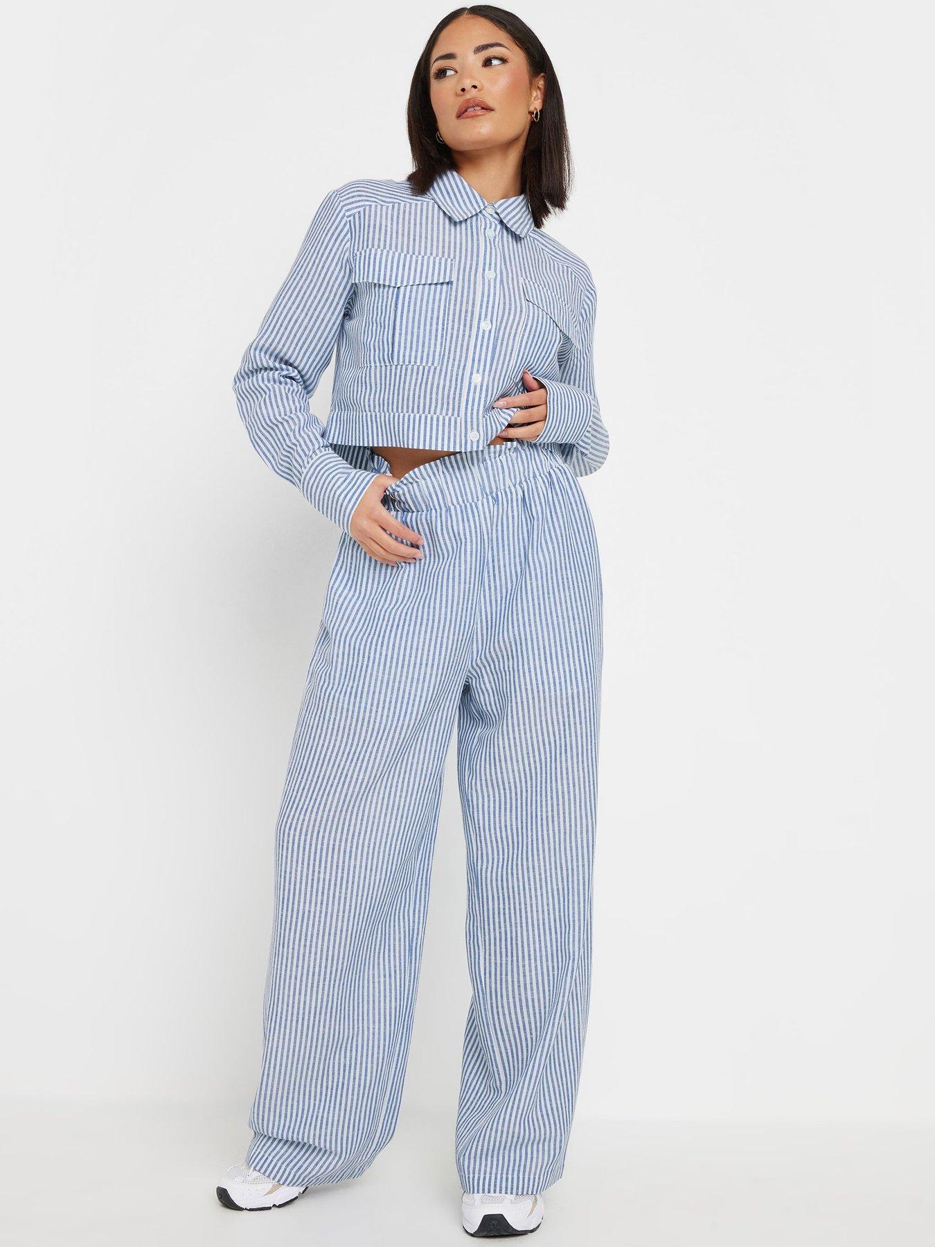  image of pixiegirl-stripe-wide-leg-trouser-blue