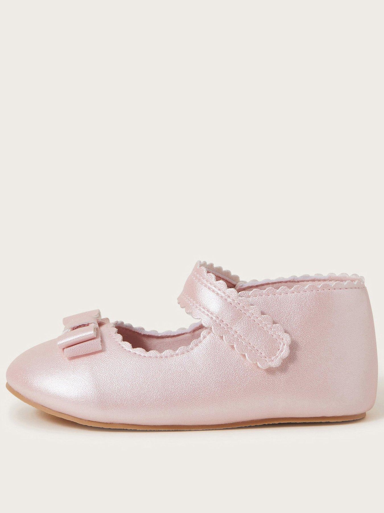  image of monsoon-baby-girls-shimmer-bow-walker-shoes-pink