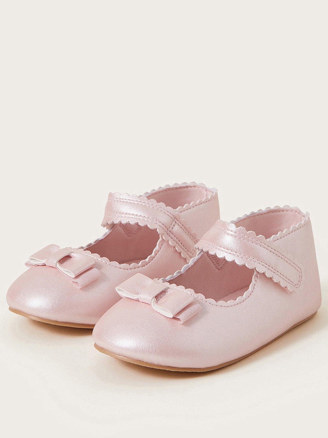  image of monsoon-baby-girls-shimmer-bow-walker-shoes-pink