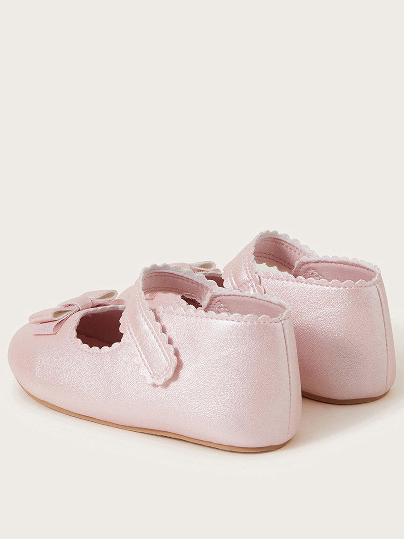  image of monsoon-baby-girls-shimmer-bow-walker-shoes-pink