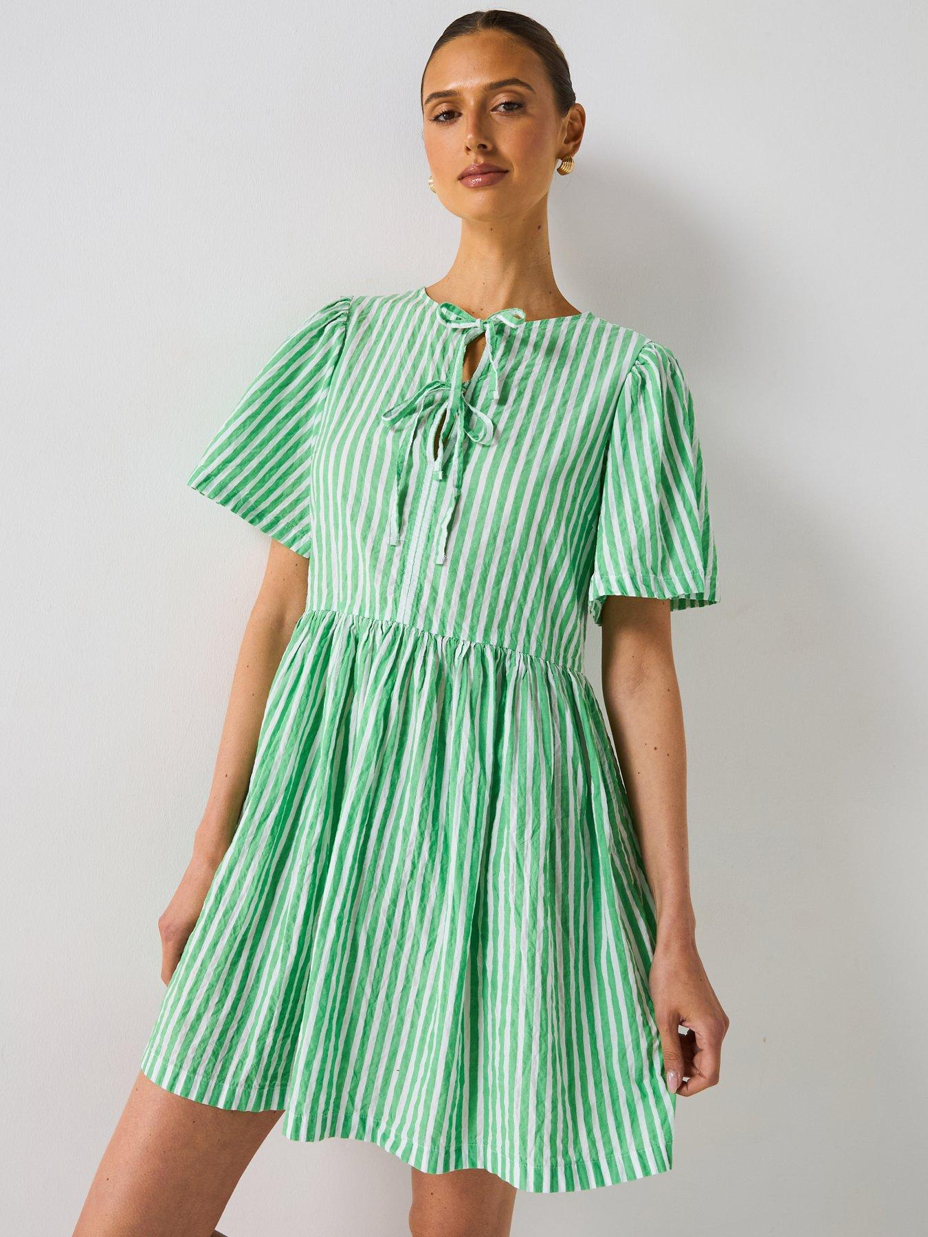 Image 1 of 6 of Barbour Daison Mini Dress - Kelly Green Stripe