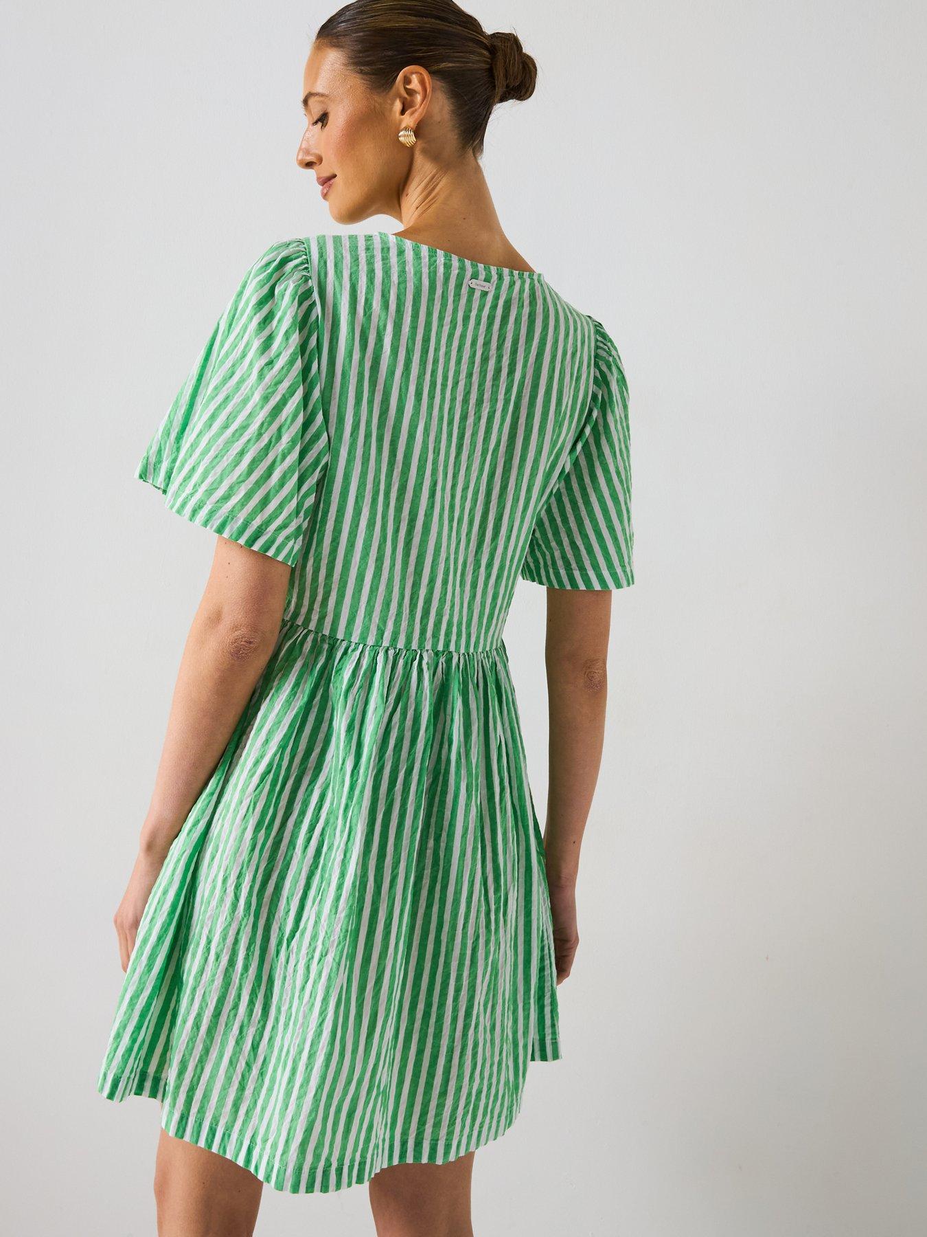 Image 2 of 6 of Barbour Daison Mini Dress - Kelly Green Stripe