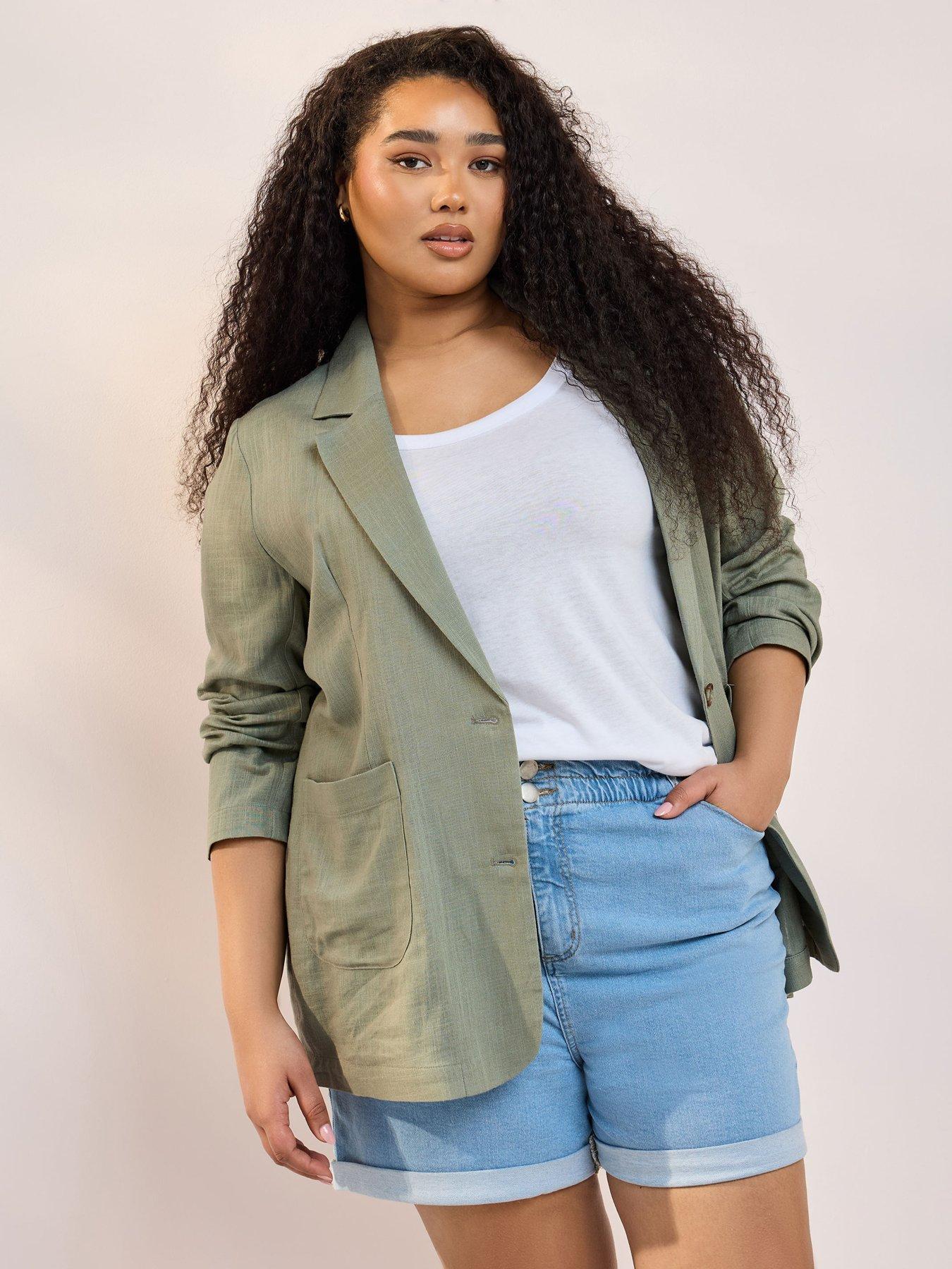  image of yours-curve-relaxed-unlined-blazer-green