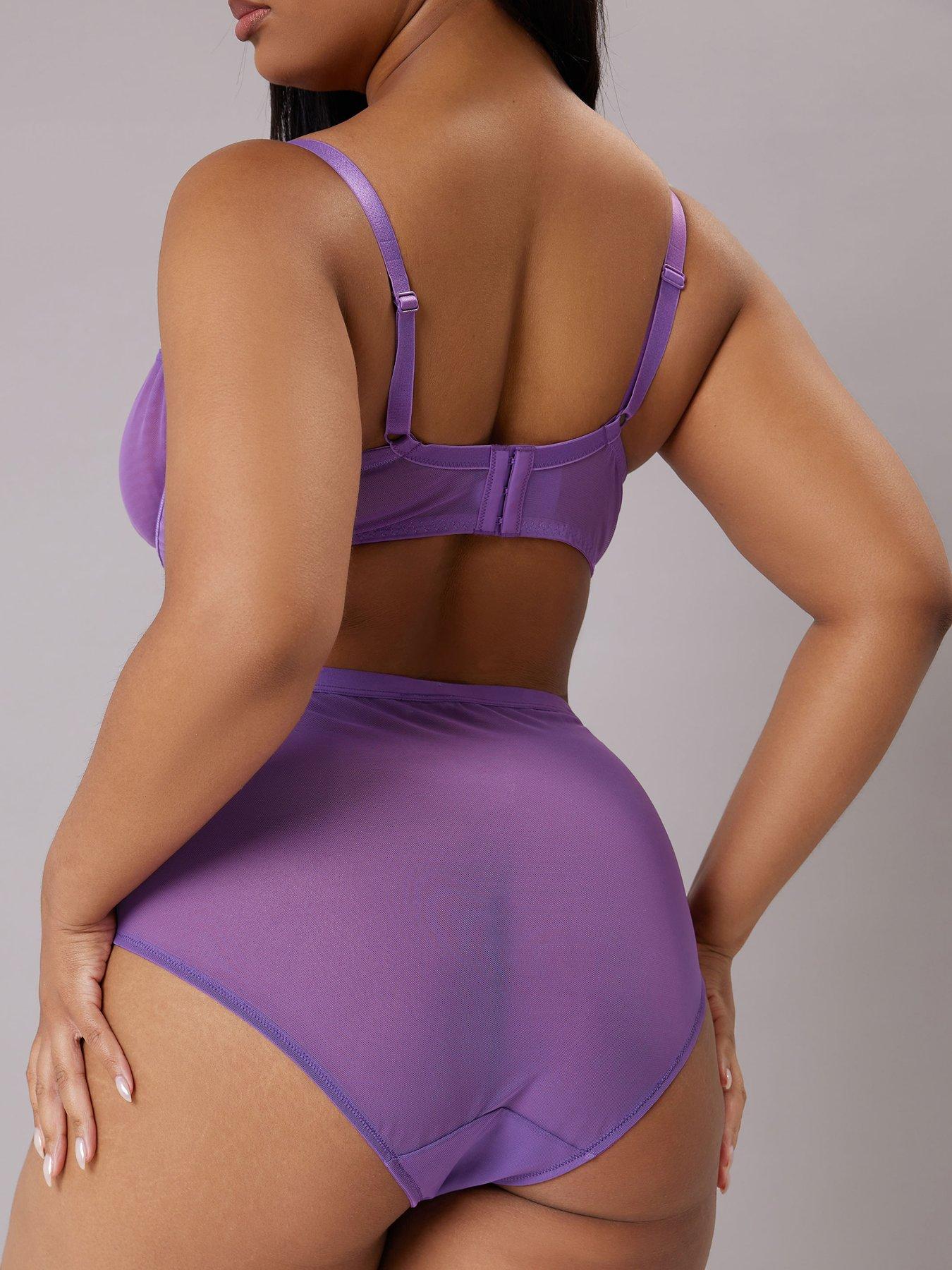  image of yours-curve-floral-embroidered-underwired-bra-purple