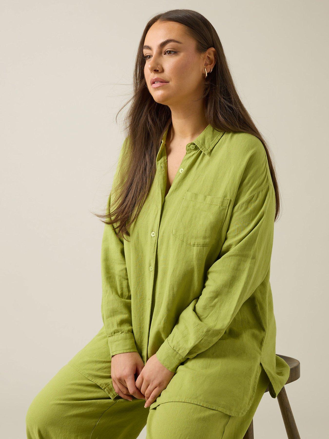  image of evans-34-sleeve-linen-shirt