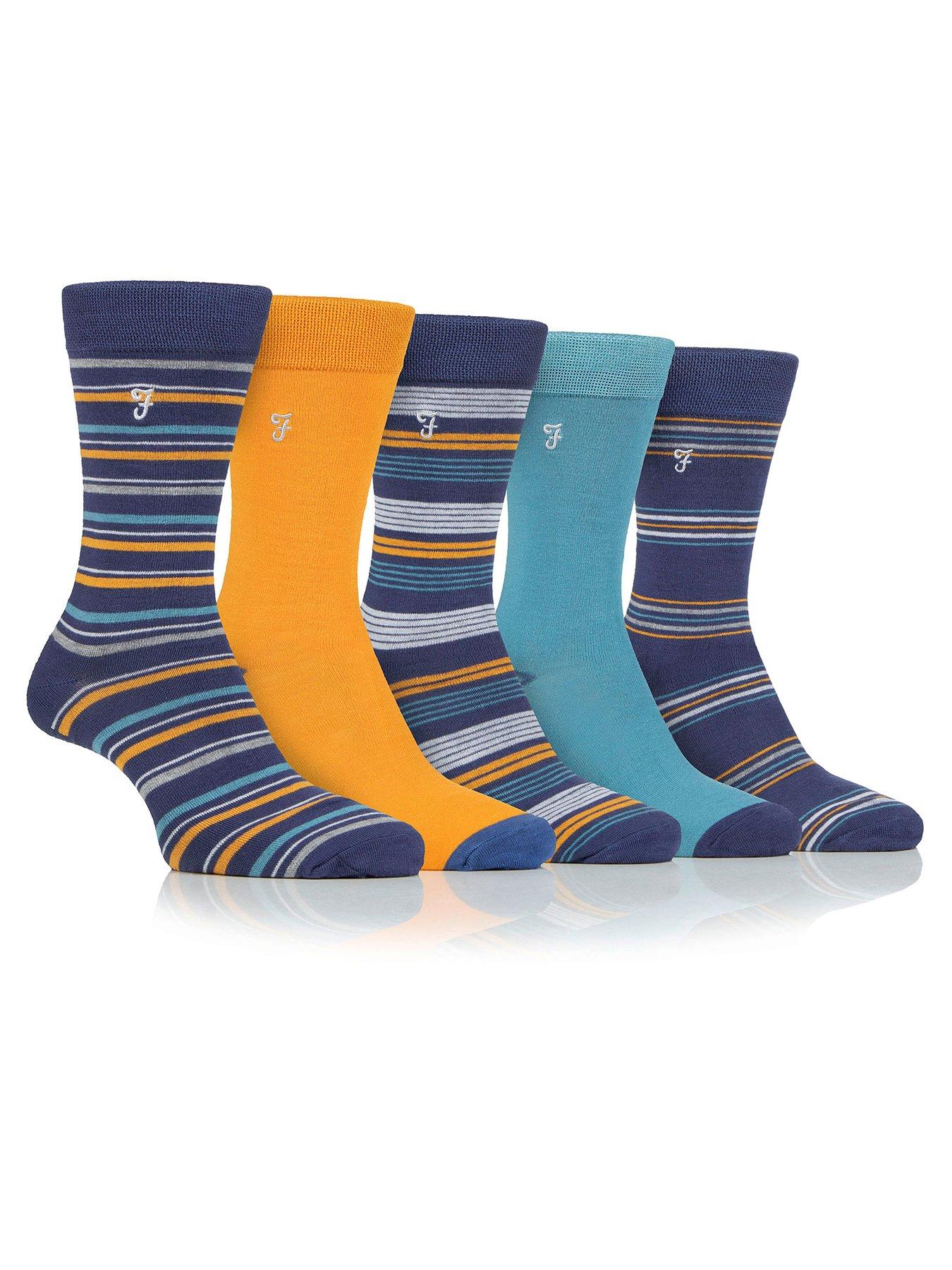 Image 1 of 2 of Farah Bamboo Patterned Crew Socks 5 Pack - Multi