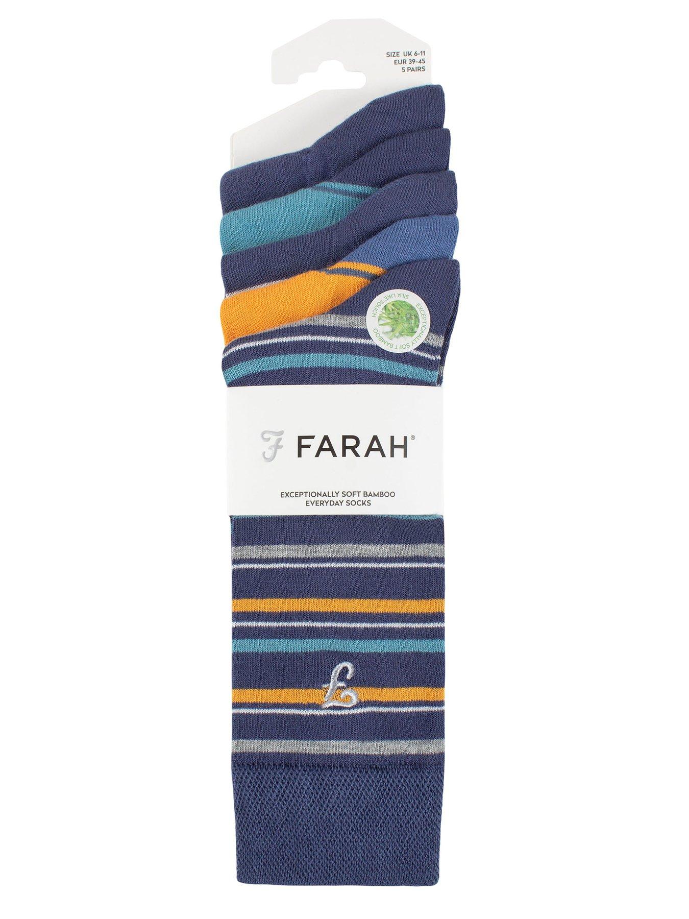 Image 2 of 2 of Farah Bamboo Patterned Crew Socks 5 Pack - Multi