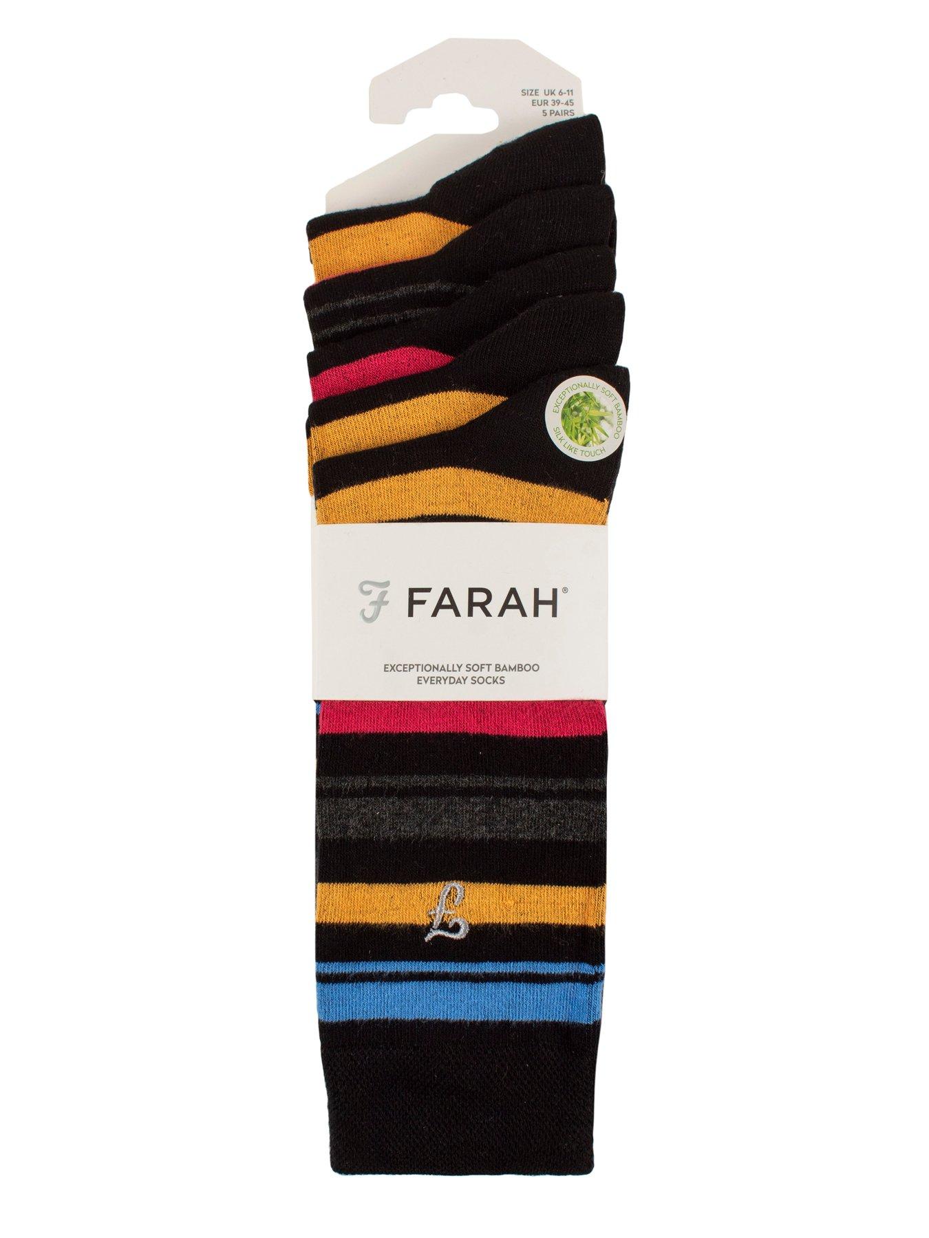 Image 2 of 2 of Farah Bamboo Stripe Crew Socks 5 Pack - Multi