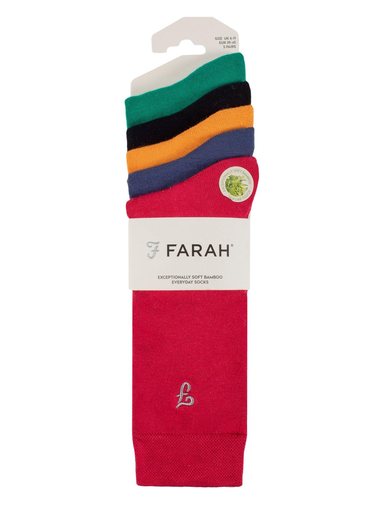 Image 2 of 2 of Farah Bamboo Plain Crew Socks 5 Pack - Multi