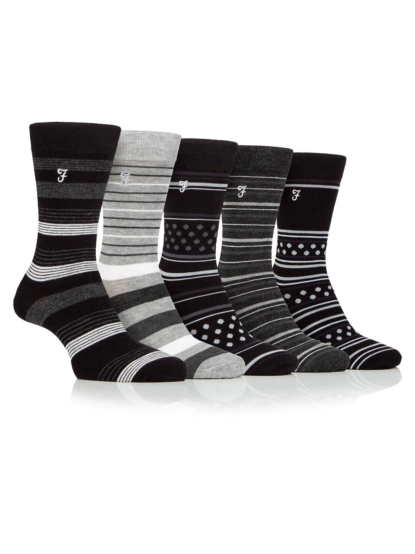 Image 1 of 2 of Farah Bamboo Patterned Crew Socks 5 Pack - Multi