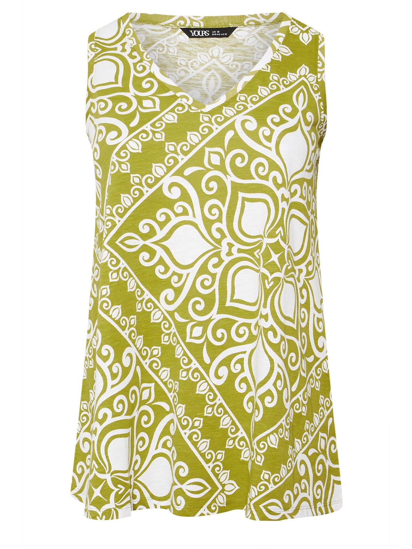  image of yours-curve-cotton-slub-v-neck-vest-green