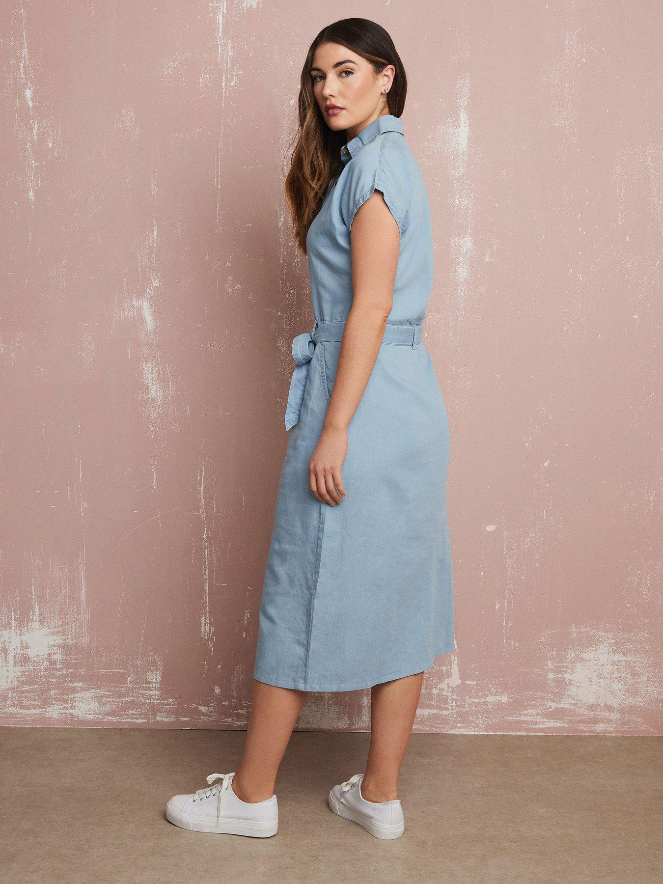  image of long-tall-sally-tall-tie-denim-midi-dress