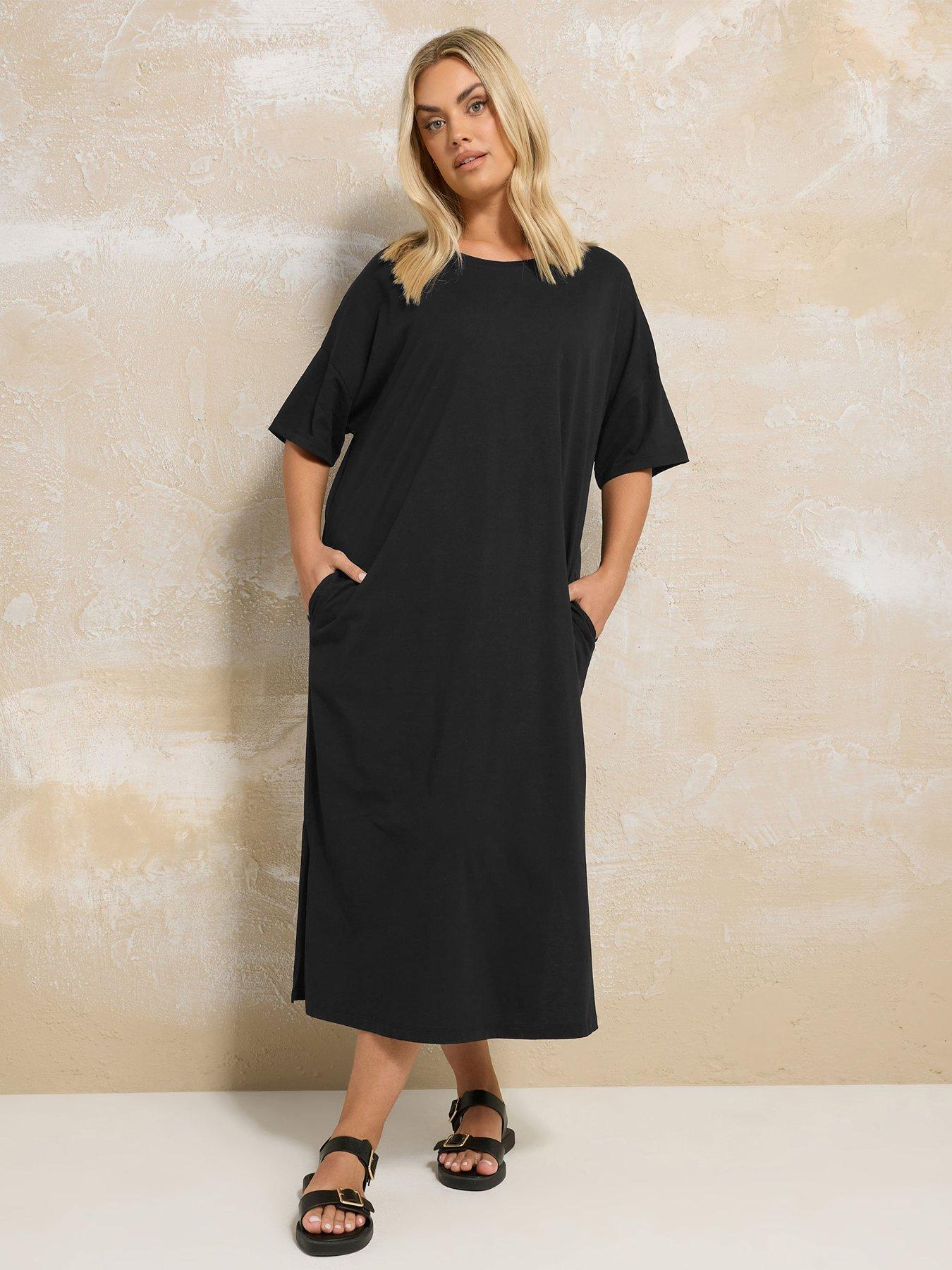  image of yours-curve-drop-shoulder-throw-on-dress-black