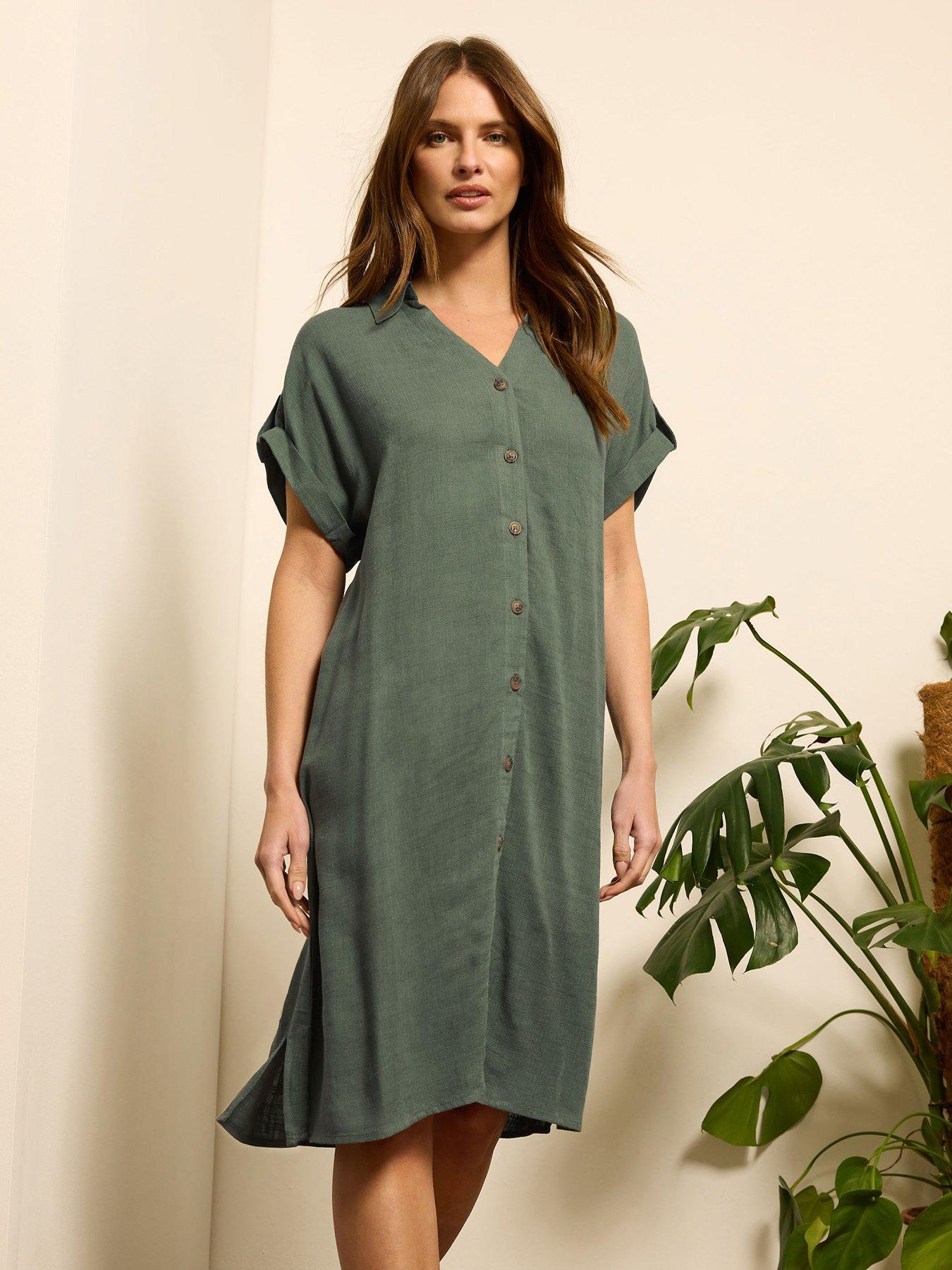 undefined Relaxed Shirt Dress - Green