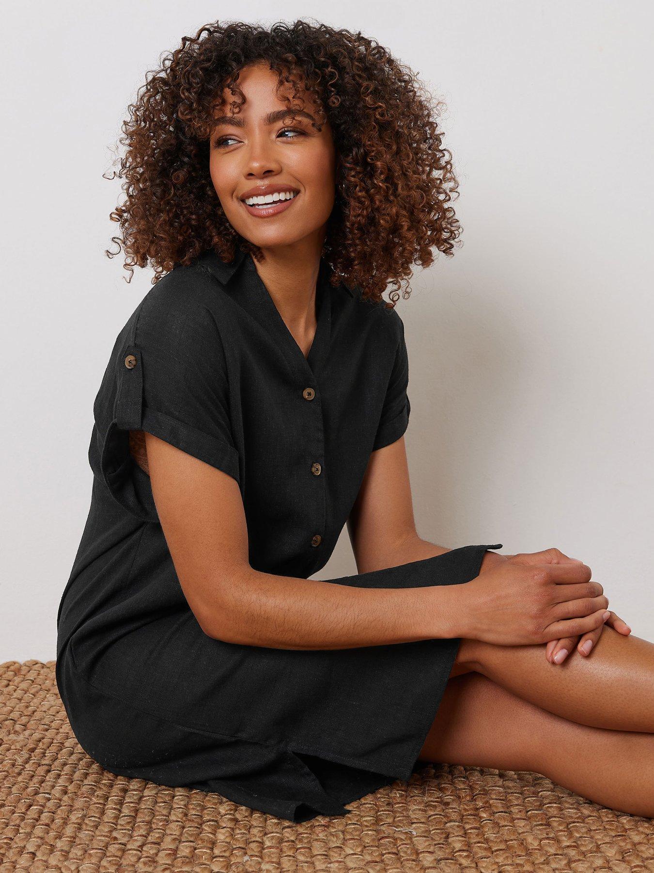  image of mco-relaxed-shirt-dress-black