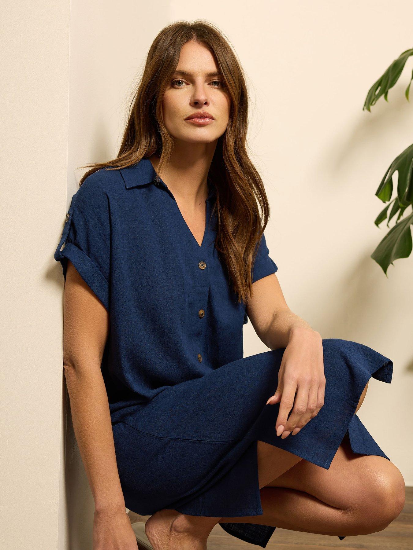  image of mco-relaxed-shirt-dress-blue