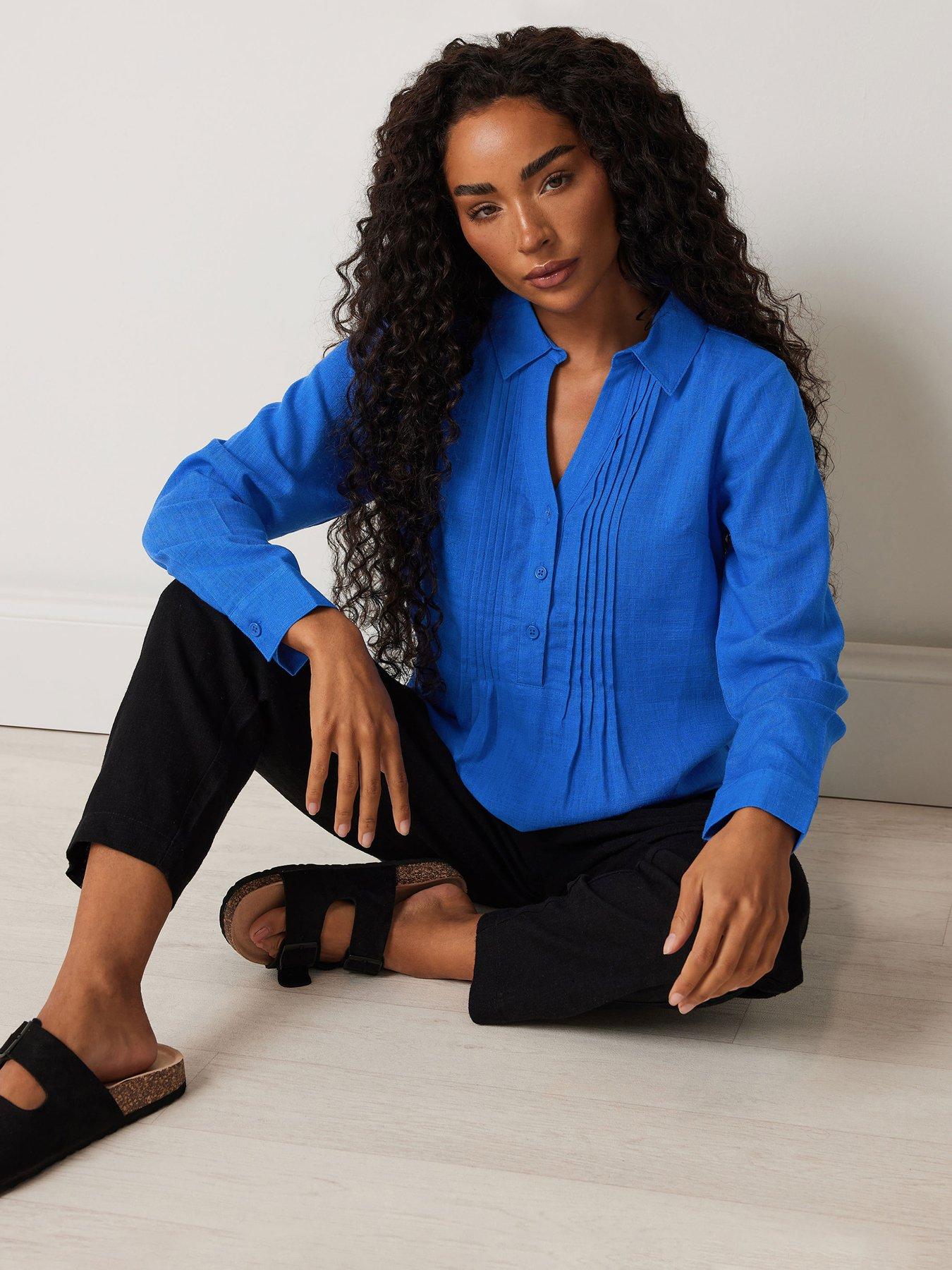 undefined Petite Pintuck Linen Shirt