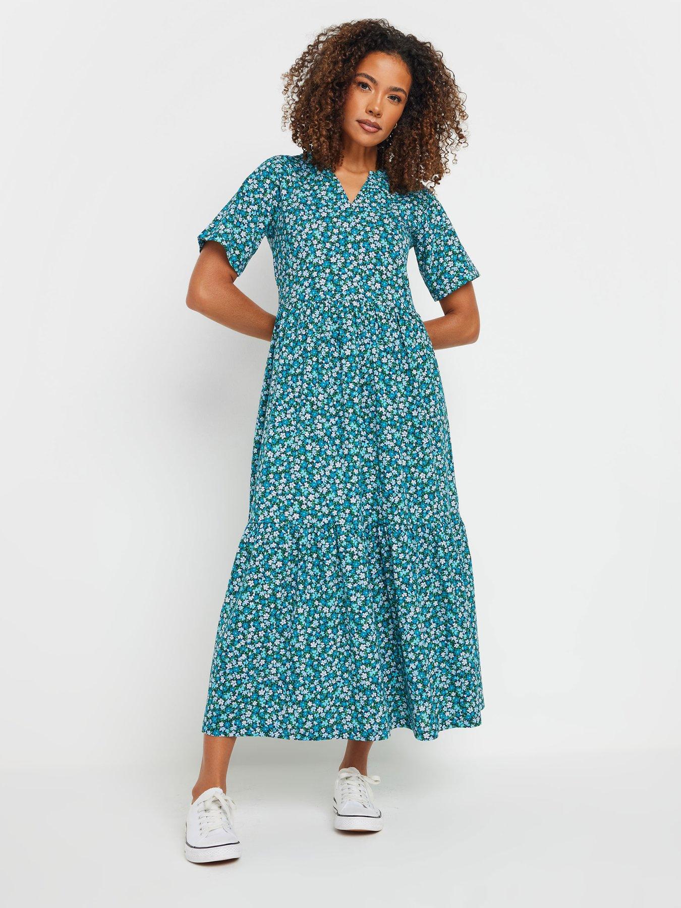 undefined Tiered Notch Neck Maxi Dress Print