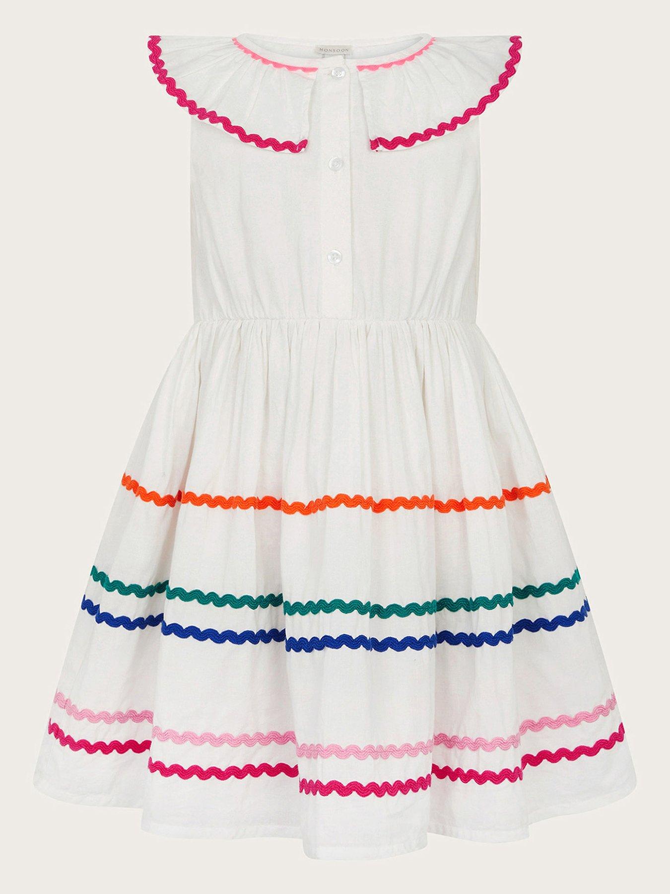 image of monsoon-girls-sleeveless-collared-ric-rac-dress-white