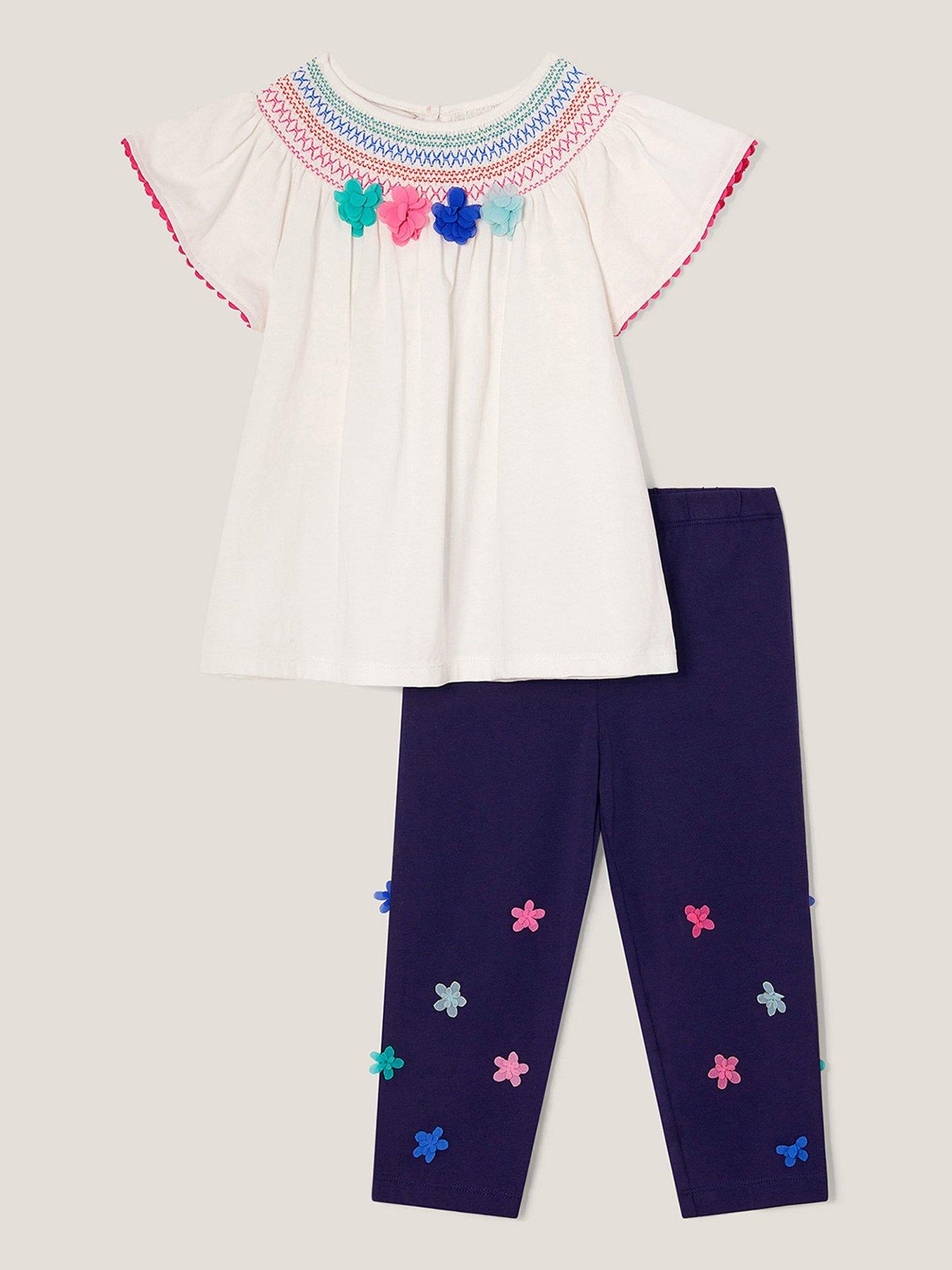  image of monsoon-girls-shirred-3d-flowers-set-light-cream
