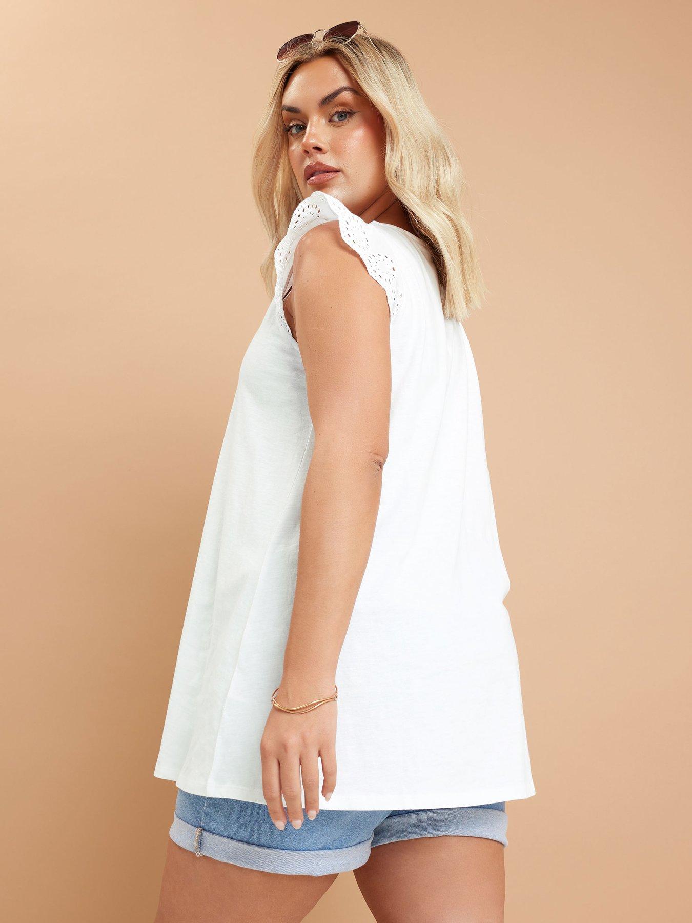 Image 2 of 4 of Yours Curve Anglaise Frill Vest - White