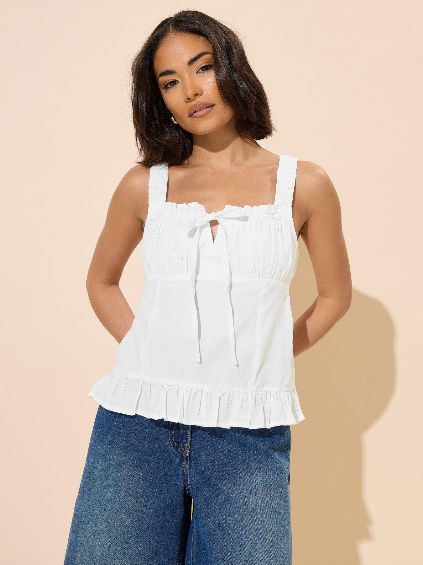  image of pixiegirl-tie-front-ruched-vest-white