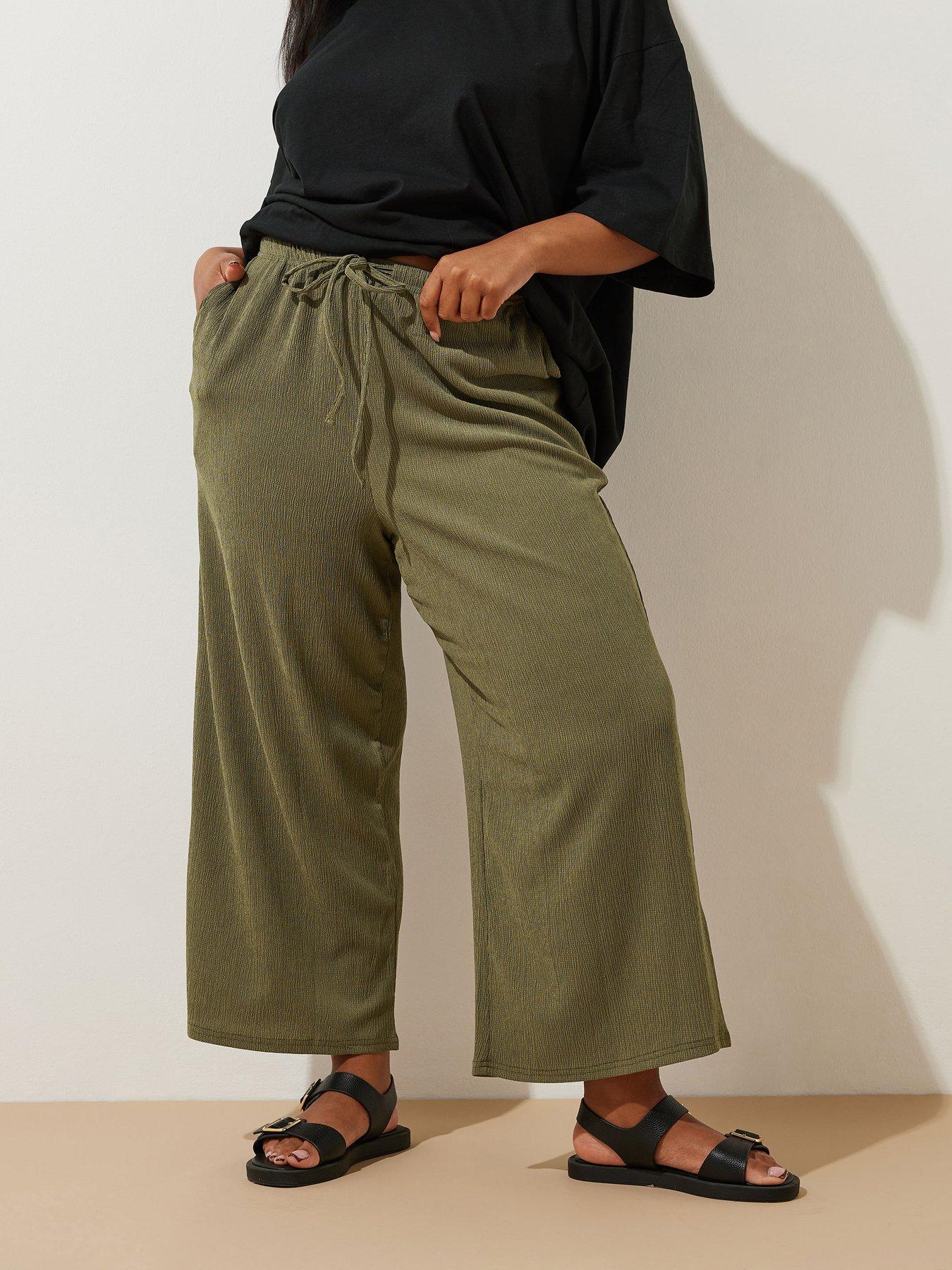 undefined Curve Tie Waist Culotte - Green