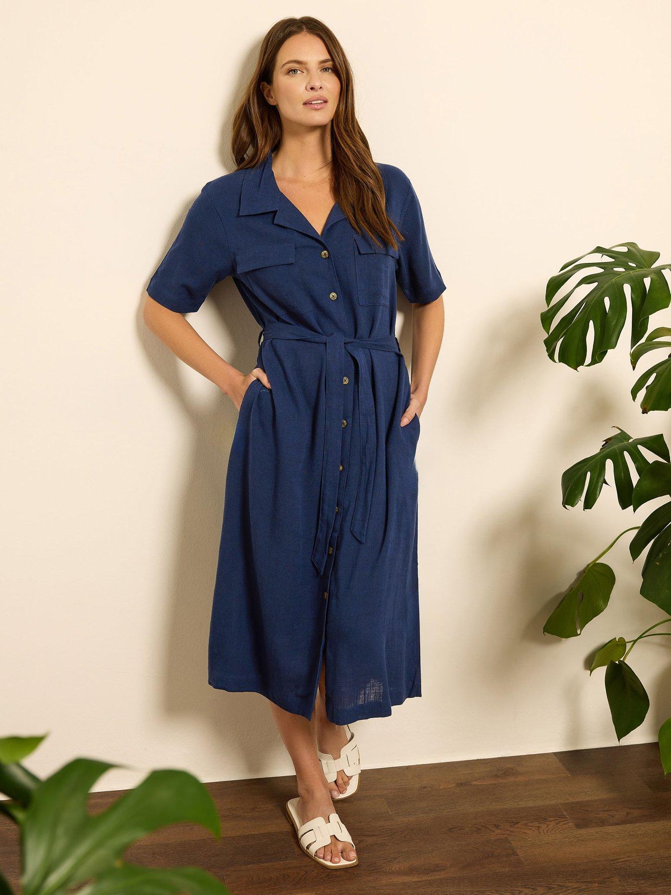 undefined Button Shirt Dress - Blue
